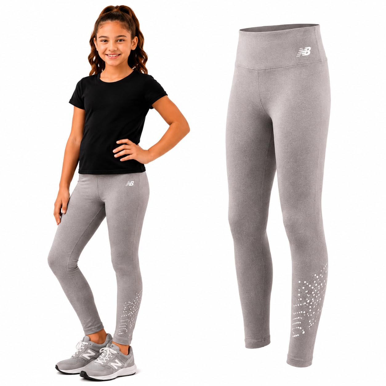 New Balance Girl's Performance Leggings (Big Kids) | Smooth Stretch Fabric, Sleek Versatile Black, Breathable Support for Dance, Gym, Fitness & Everyday Play