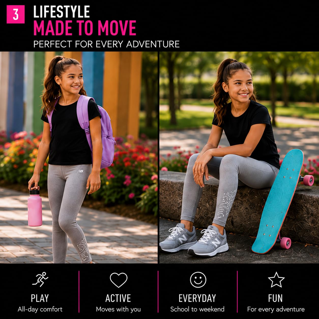New Balance Girl's Performance Leggings (Big Kids) | Smooth Stretch Fabric, Sleek Versatile Black, Breathable Support for Dance, Gym, Fitness & Everyday Play thumbnail