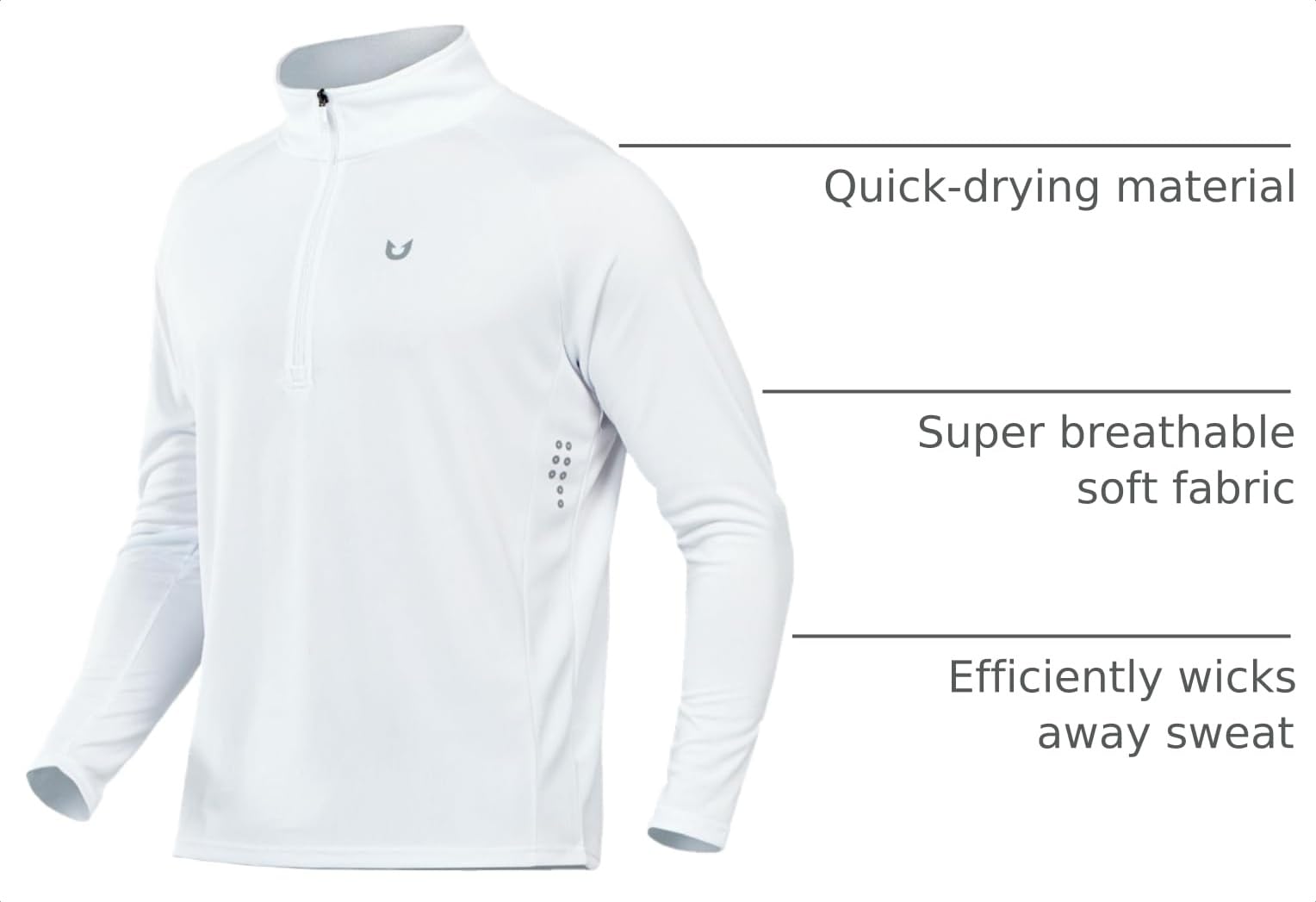 NORTHYARD Men's Quarter Zip Pullover Athletic Running Shirt Long Sleeve | 1/4 Zip Top, Quick Dry Lightweight, Moisture Wicking Breathable, Reflective Strips, Performance Workout Gym, Hiking Sports thumbnail