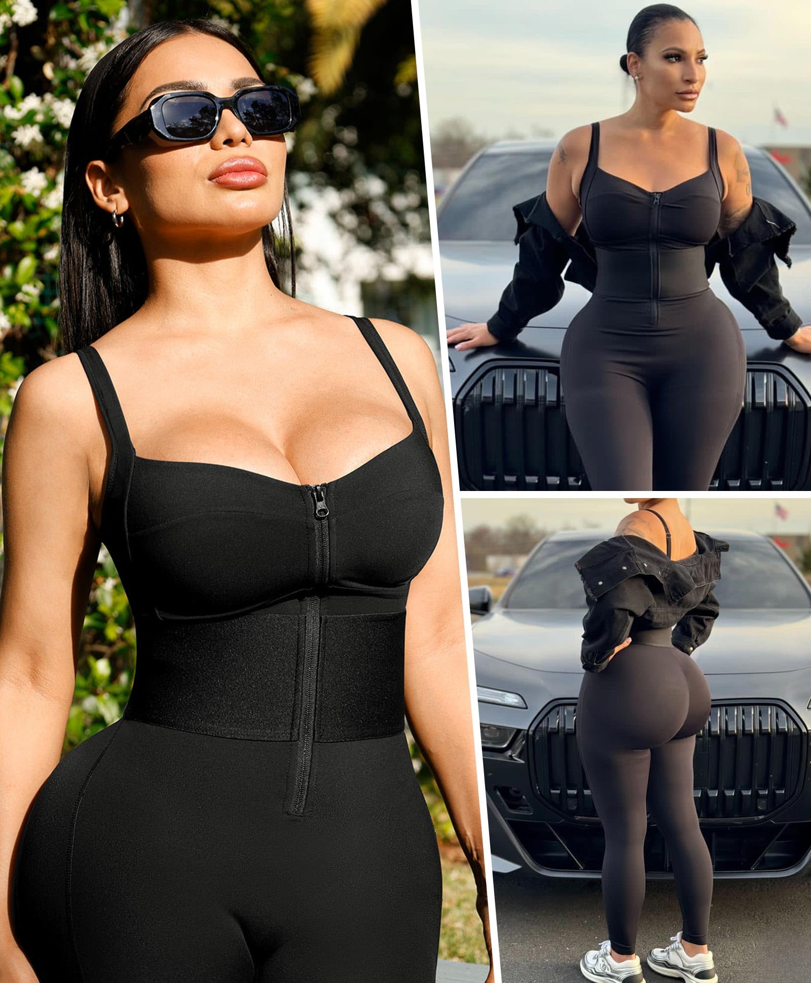 SHAPELLX Jumpsuits for Women Tummy Control One Piece Outfit Yoga Athletic Rompers Sleeveless Bodycon Shapewear thumbnail