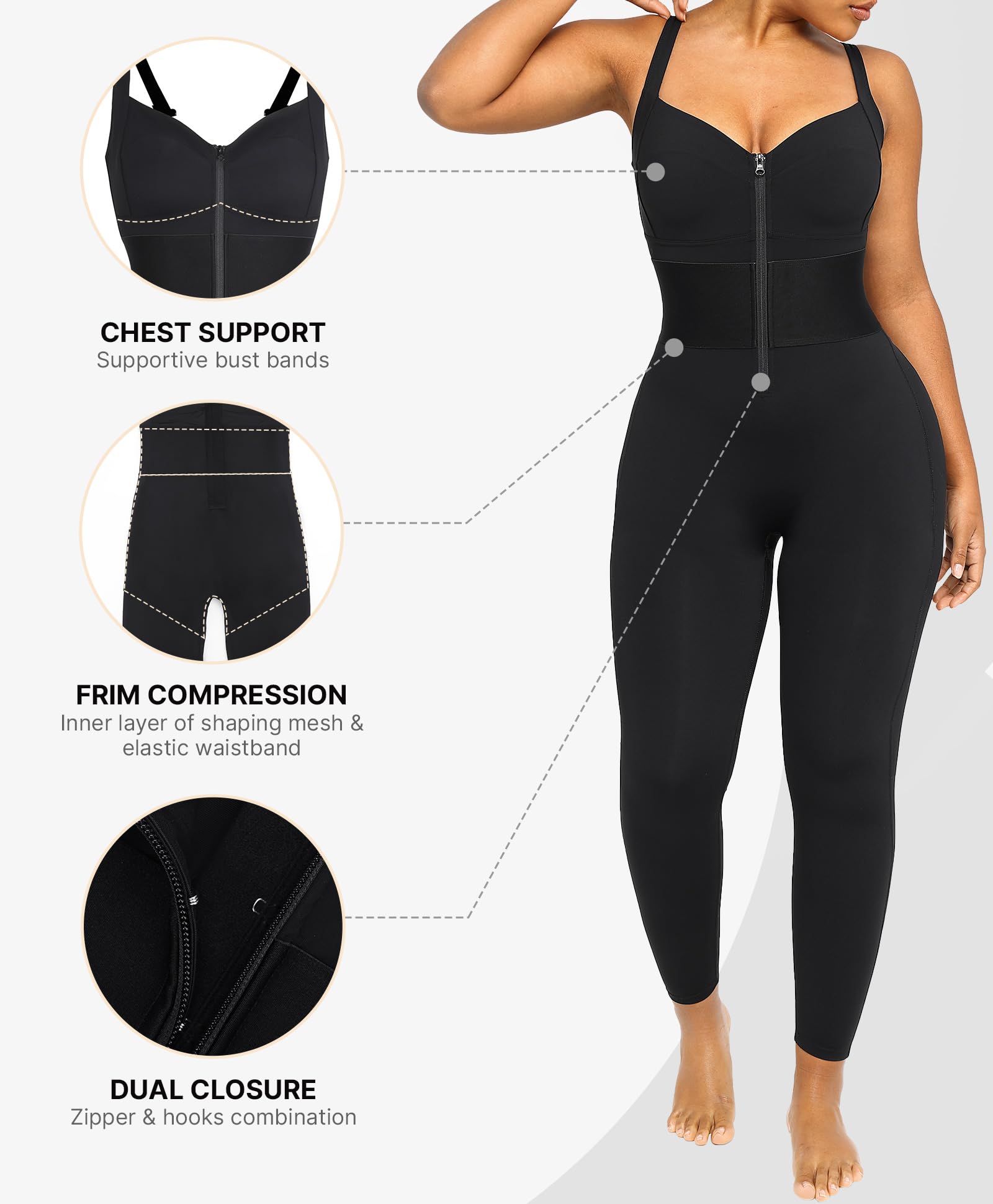 SHAPELLX Jumpsuits for Women Tummy Control One Piece Outfit Yoga Athletic Rompers Sleeveless Bodycon Shapewear thumbnail