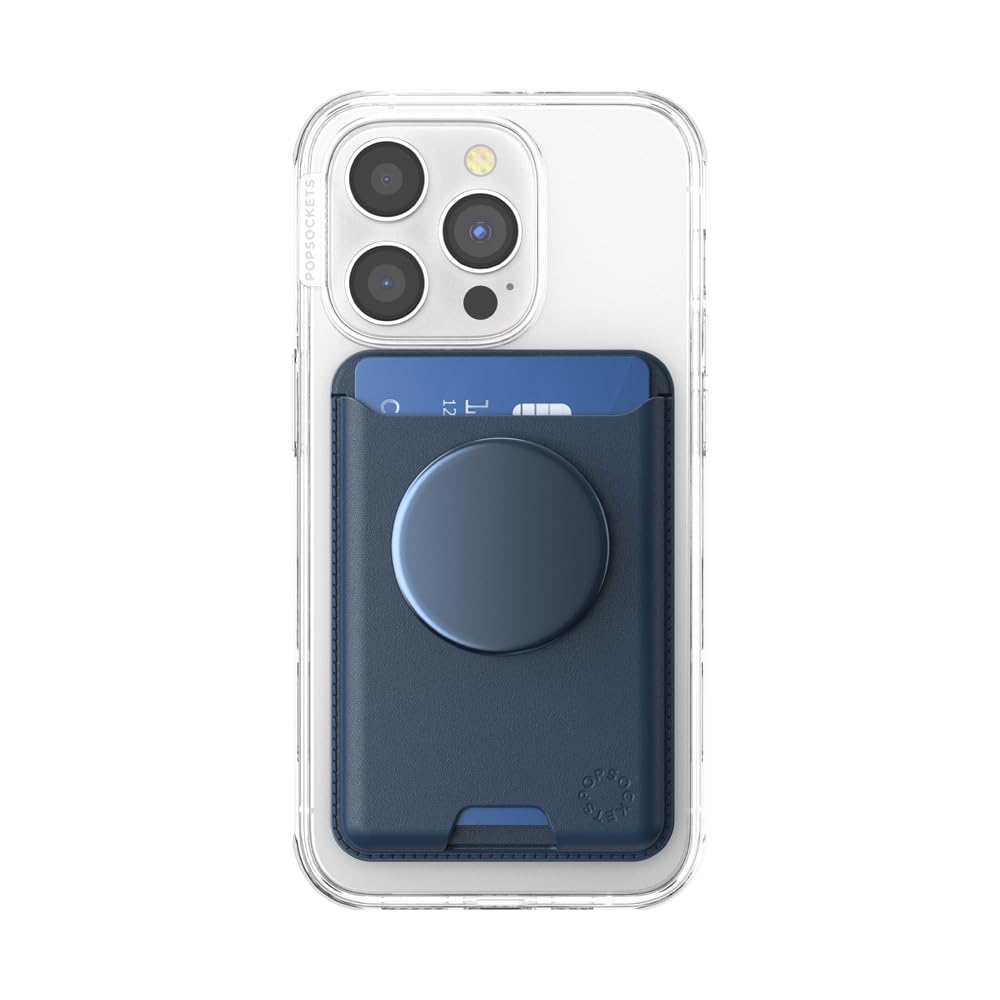 PopSockets Phone Wallet for MagSafe, Phone Card Holder with Grip, Navy Blue - Navy thumbnail