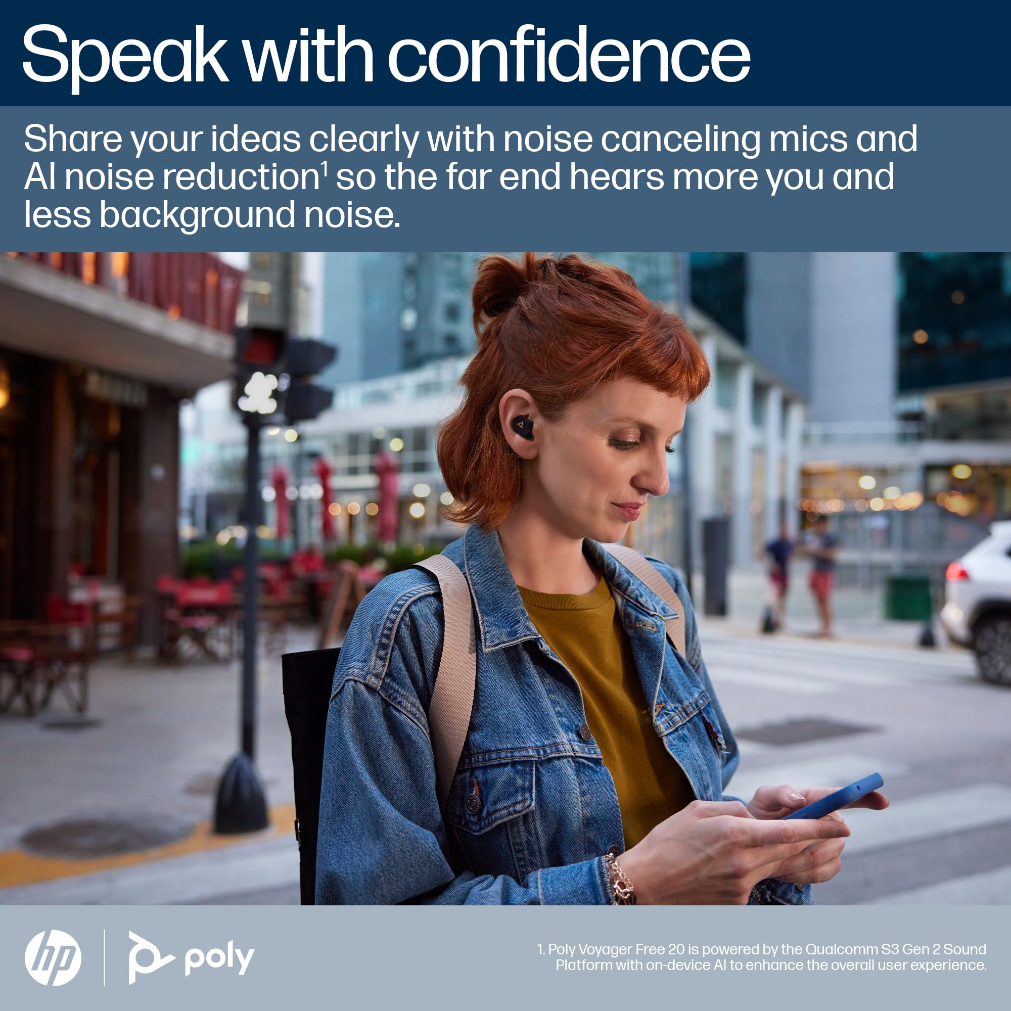 Poly – Voyager Free 20 – True Wireless Earbuds in Black - Adaptive ANC, AI Enhanced Audio and Personalized Comfort - Works with PC/Mobile thumbnail