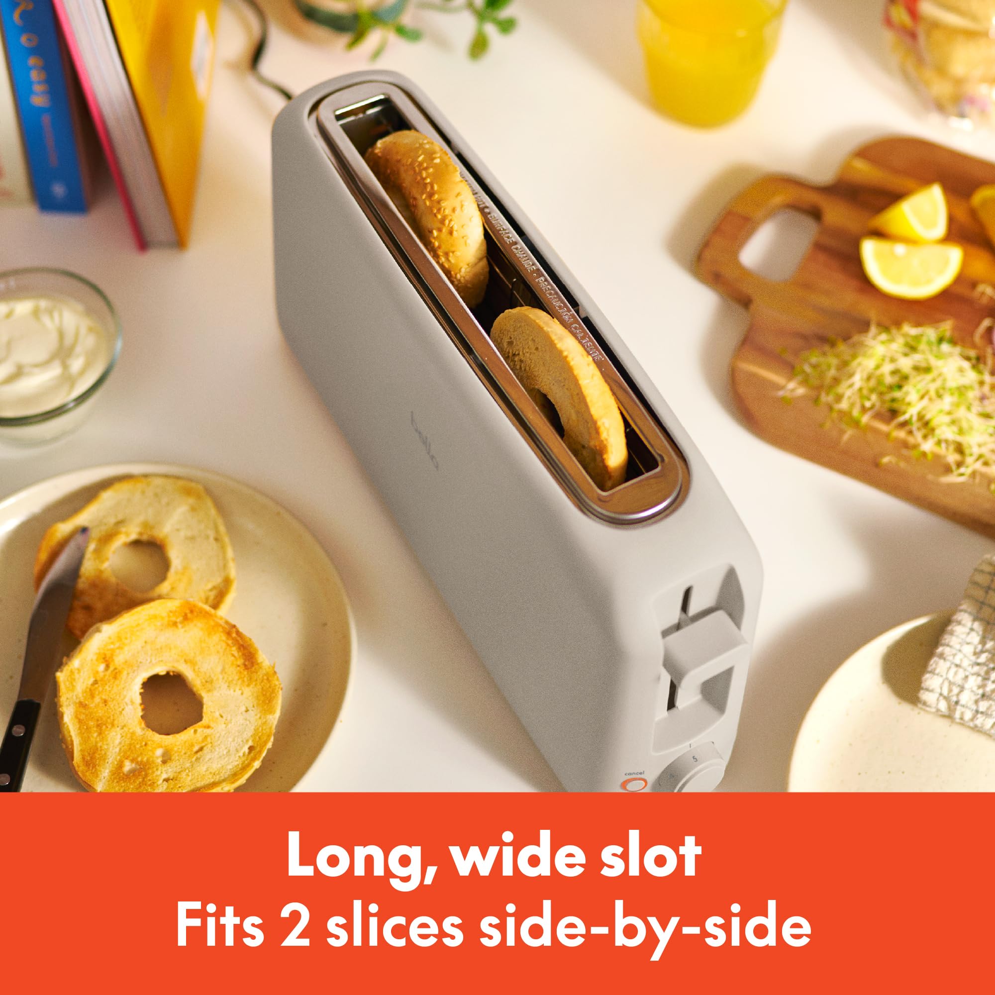 bella Fits-Anywhere™ 2-Slice Slim Toaster, Long Slot & Extra Wide, Oatmilk thumbnail