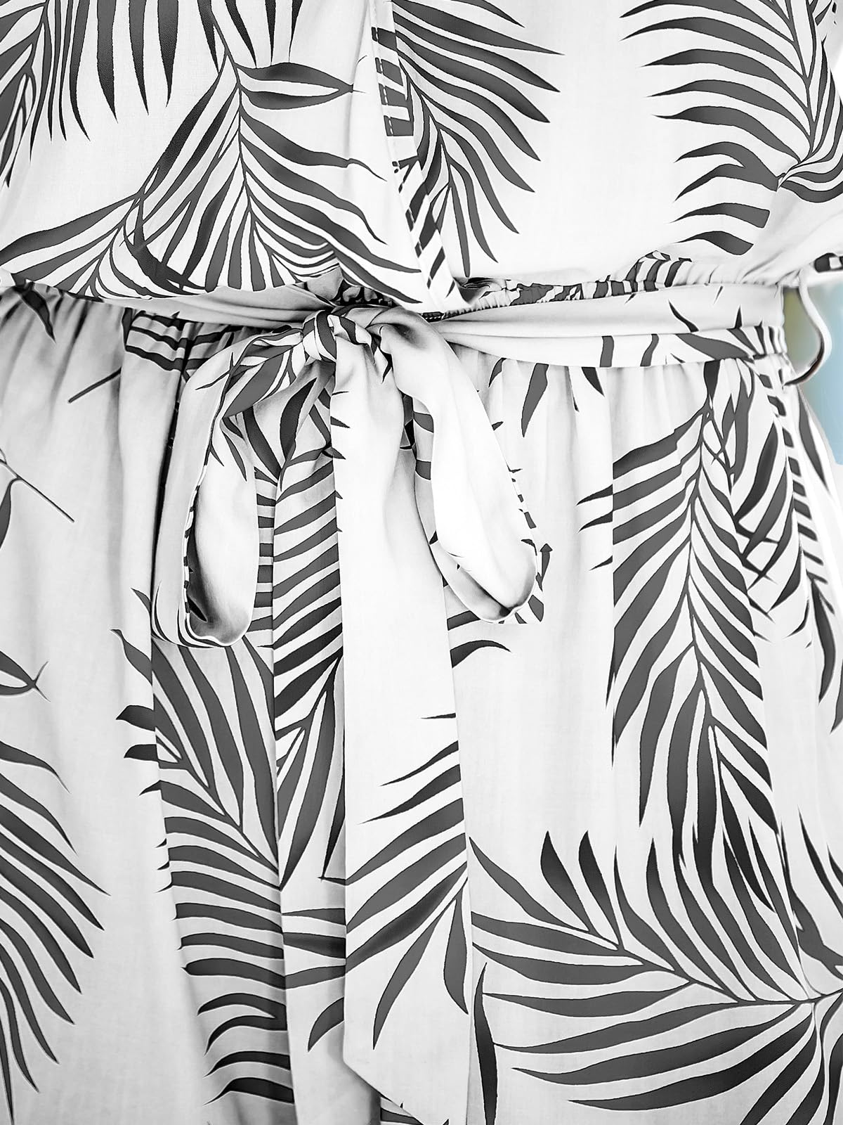 CUPSHE Women's Romper Tropical Flutter Sleeve Boho Overall V Neck Wide Leg Outfit Casual Beach thumbnail