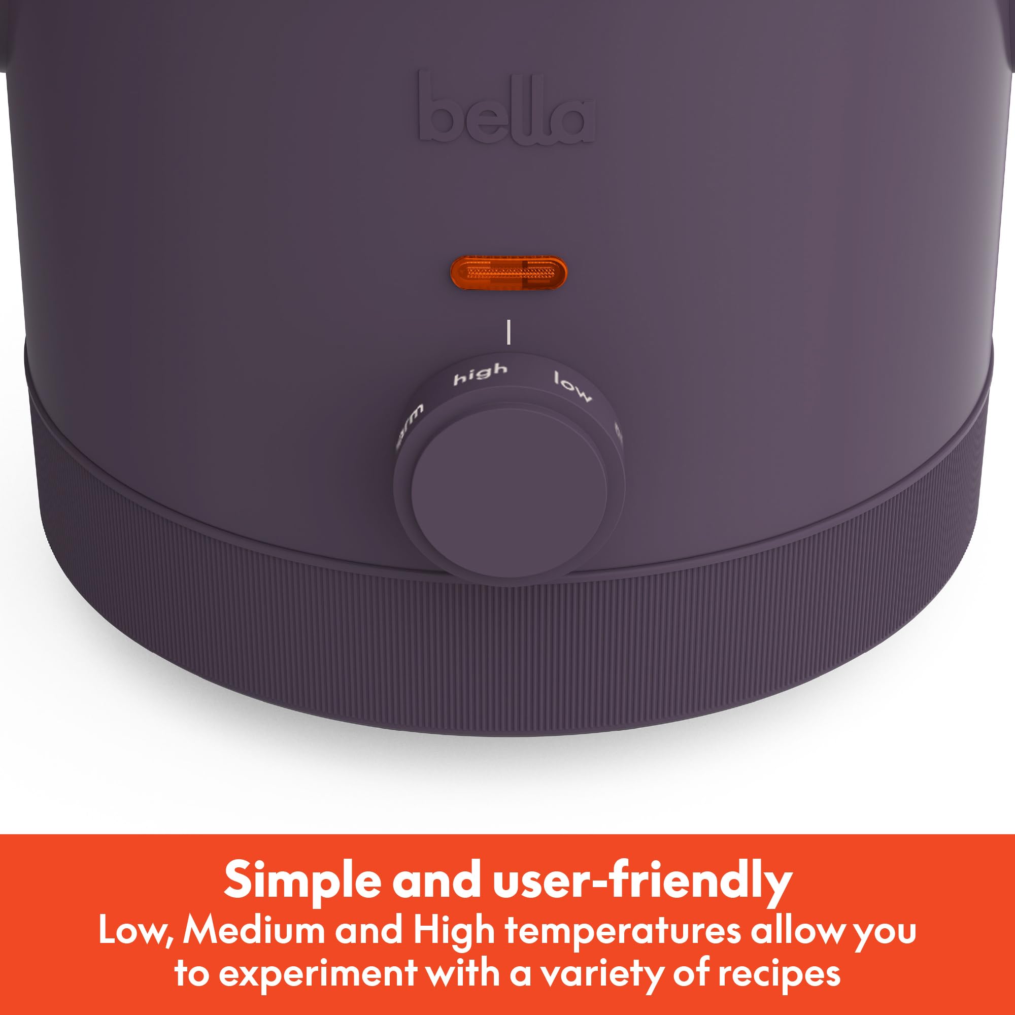 bella 1.5qt Manual Non-Toxic Slow Cooker with 3 Heat Settings, Plum thumbnail