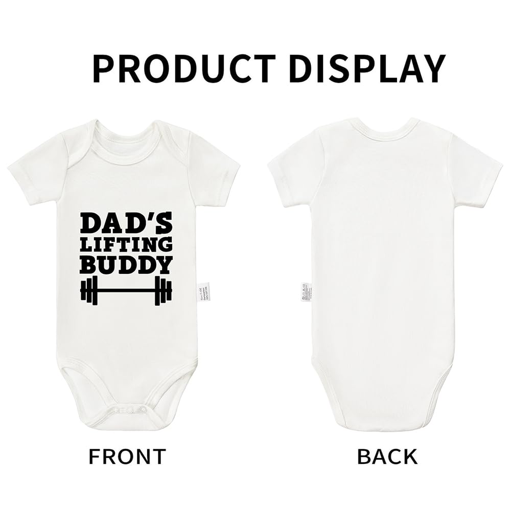 Dad’s Lifting Buddy Bodysuits, Cute Toddler Boy Girl Newborn Cotton Romper Short Sleeve Jumpsuit Outfits 0-24 Months thumbnail