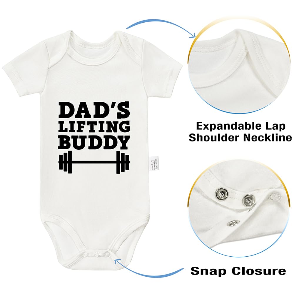 Dad’s Lifting Buddy Bodysuits, Cute Toddler Boy Girl Newborn Cotton Romper Short Sleeve Jumpsuit Outfits 0-24 Months thumbnail