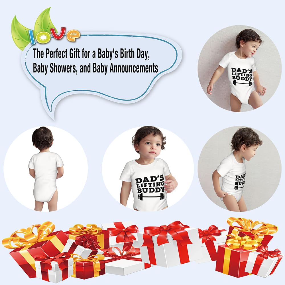 Dad’s Lifting Buddy Bodysuits, Cute Toddler Boy Girl Newborn Cotton Romper Short Sleeve Jumpsuit Outfits 0-24 Months thumbnail