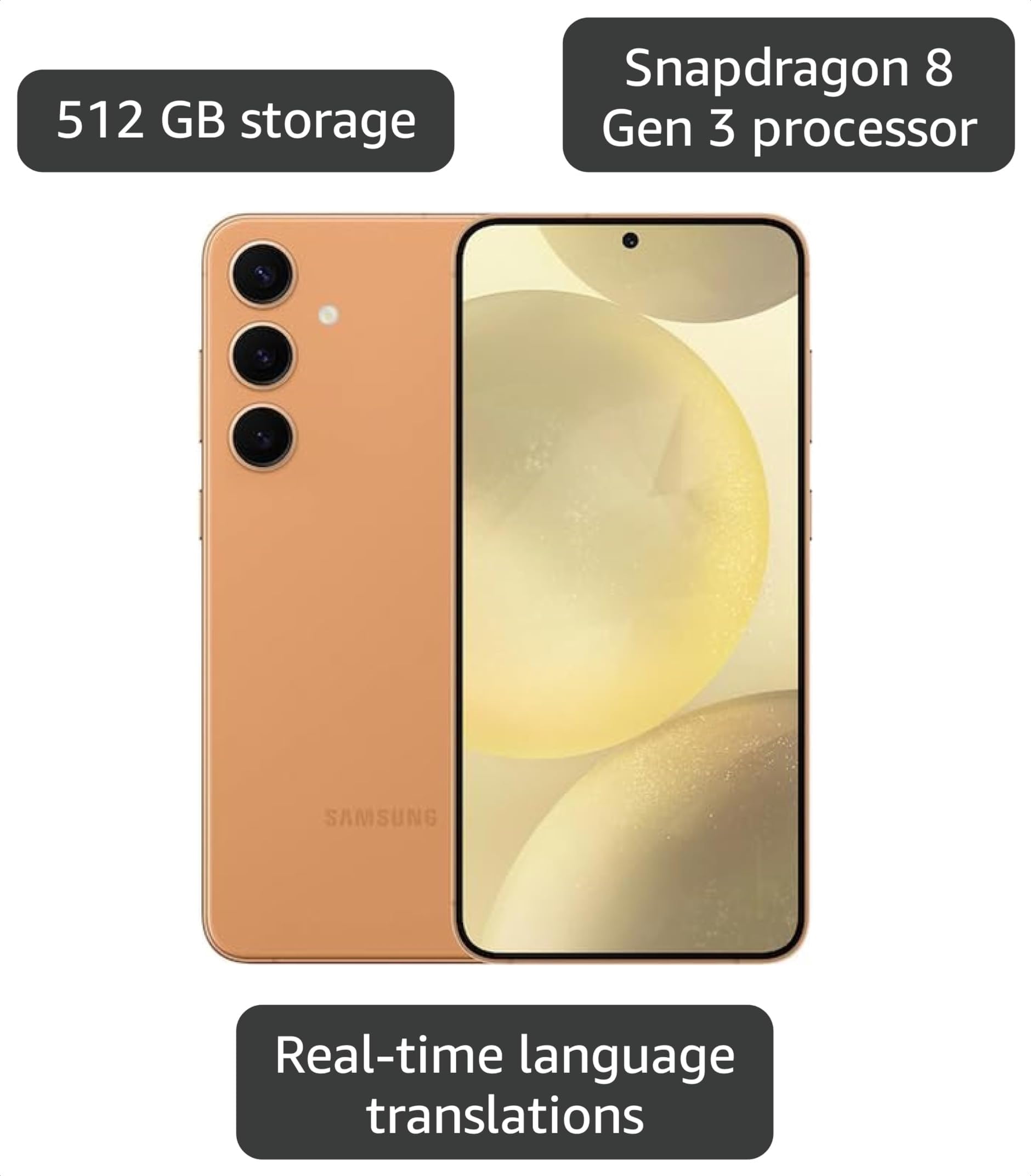 Samsung Galaxy S24+ Plus 5G, US Version, 256GB, Sandstone Orange - Unlocked (Renewed) thumbnail