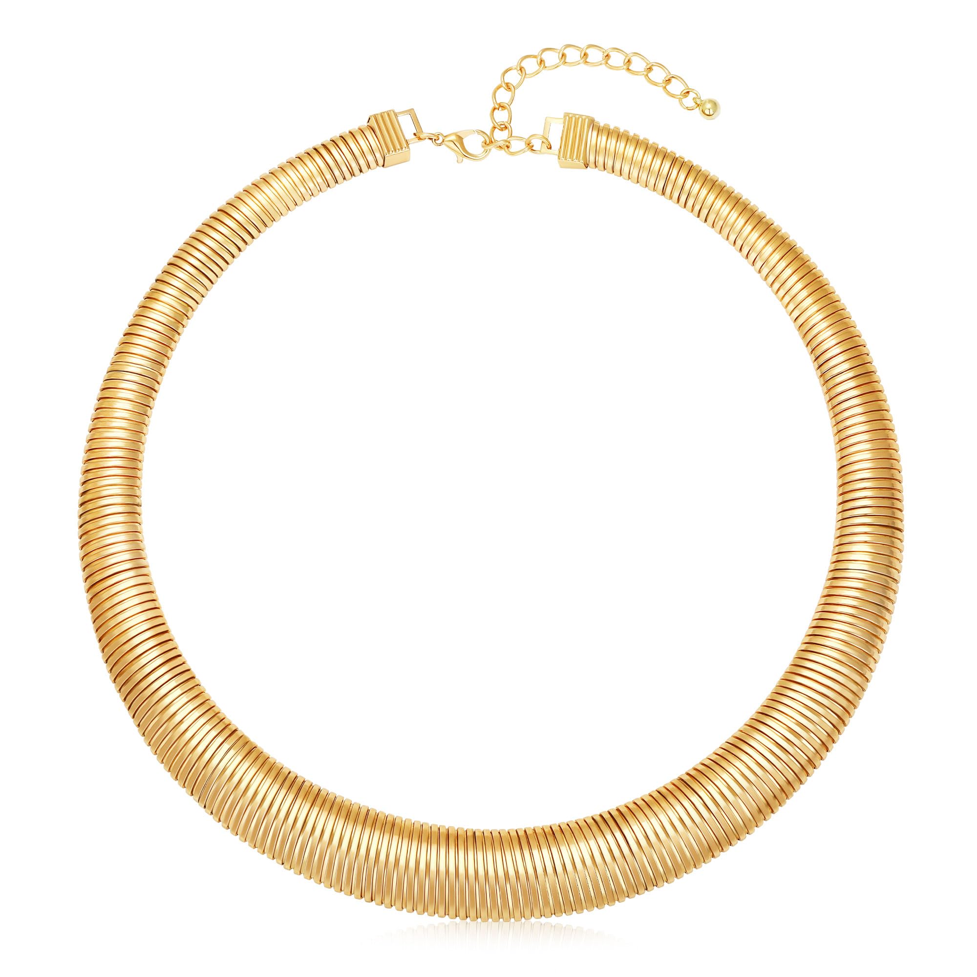 Chunky Gold Chain Statement Choker Necklace for Women Trendy, 14K Gold Plated Thick Snake Chain Collar Torque Layered Necklaces Jewelry Gifts