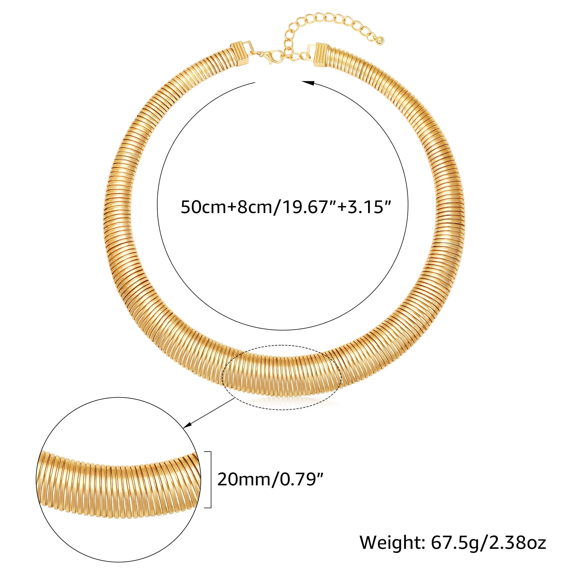 Chunky Gold Chain Statement Choker Necklace for Women Trendy, 14K Gold Plated Thick Snake Chain Collar Torque Layered Necklaces Jewelry Gifts thumbnail