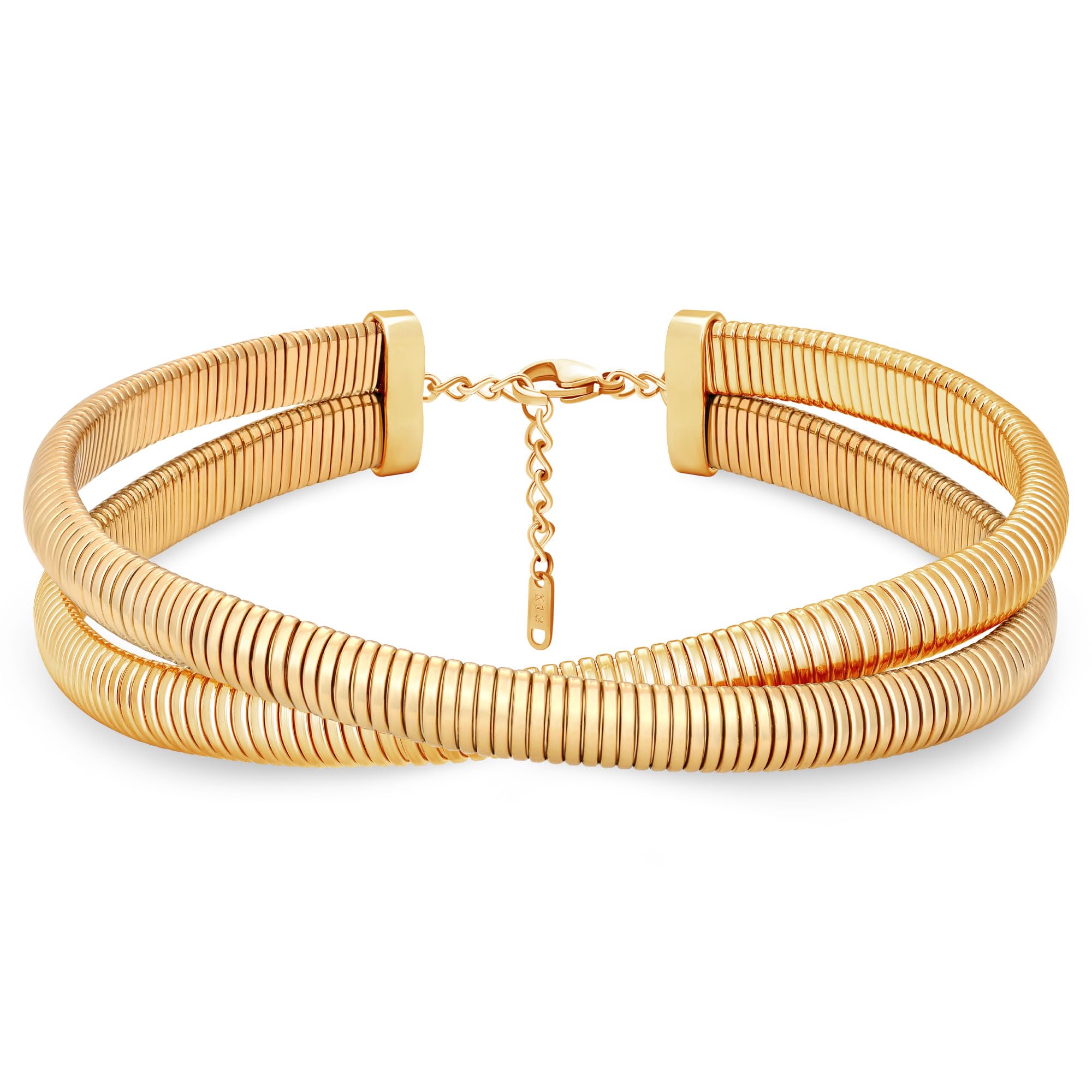 Chunky Gold Chain Statement Choker Necklace for Women Trendy, 14K Gold Plated Thick Snake Chain Collar Torque Layered Necklaces Jewelry Gifts thumbnail
