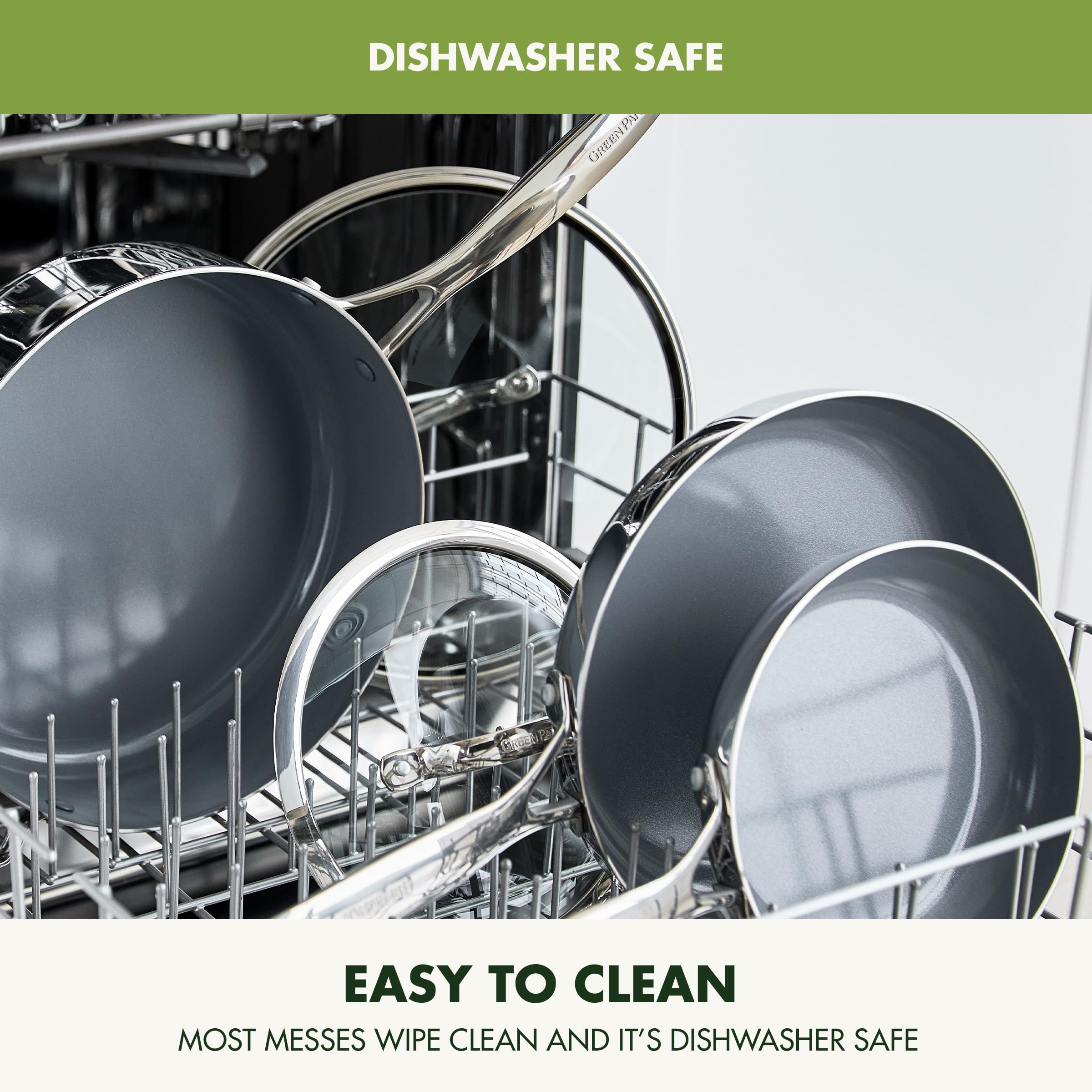 GreenPan Valencia Pro Tri-Ply Stainless Steel 5QT Sauté Pan with Lid, PFAS-Free Ceramic Nonstick Coating, Induction Ready Cookware, All Cooktops, Deep Jumbo Cooker, Dishwasher & Oven Safe to 600F thumbnail