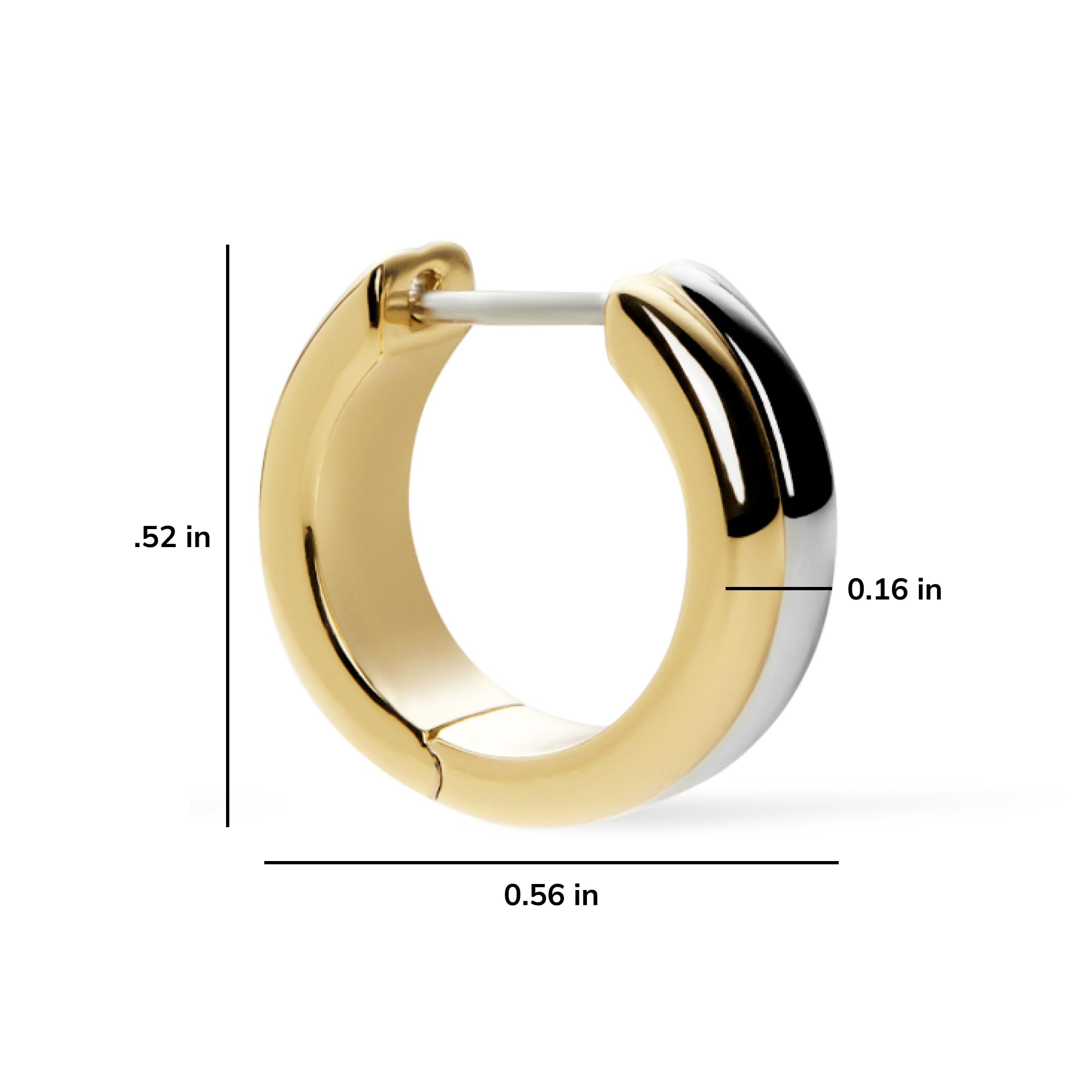 Ana Luisa Asher Small Huggie Hoop Earrings for Women - 14K Gold Plated, Silver Rhodium Plated and Two Tone Styles - Hypoallergenic, Tarnish-Free - Ana Luisa Jewelry - Stylish Gold Hoop Earrings thumbnail