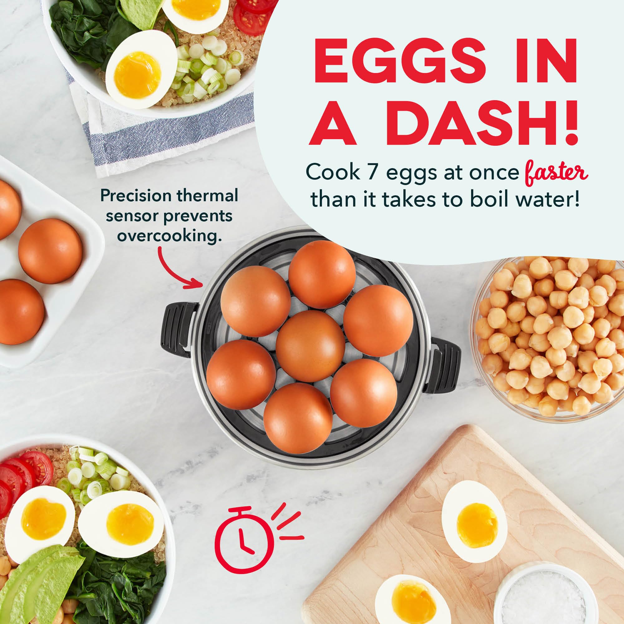 Dash Rapid Egg Cooker, 7 Hard Boiled Eggs, Black thumbnail