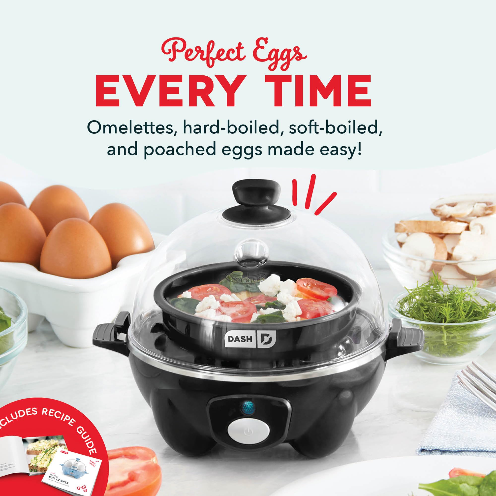 Dash Rapid Egg Cooker, 7 Hard Boiled Eggs, Black thumbnail