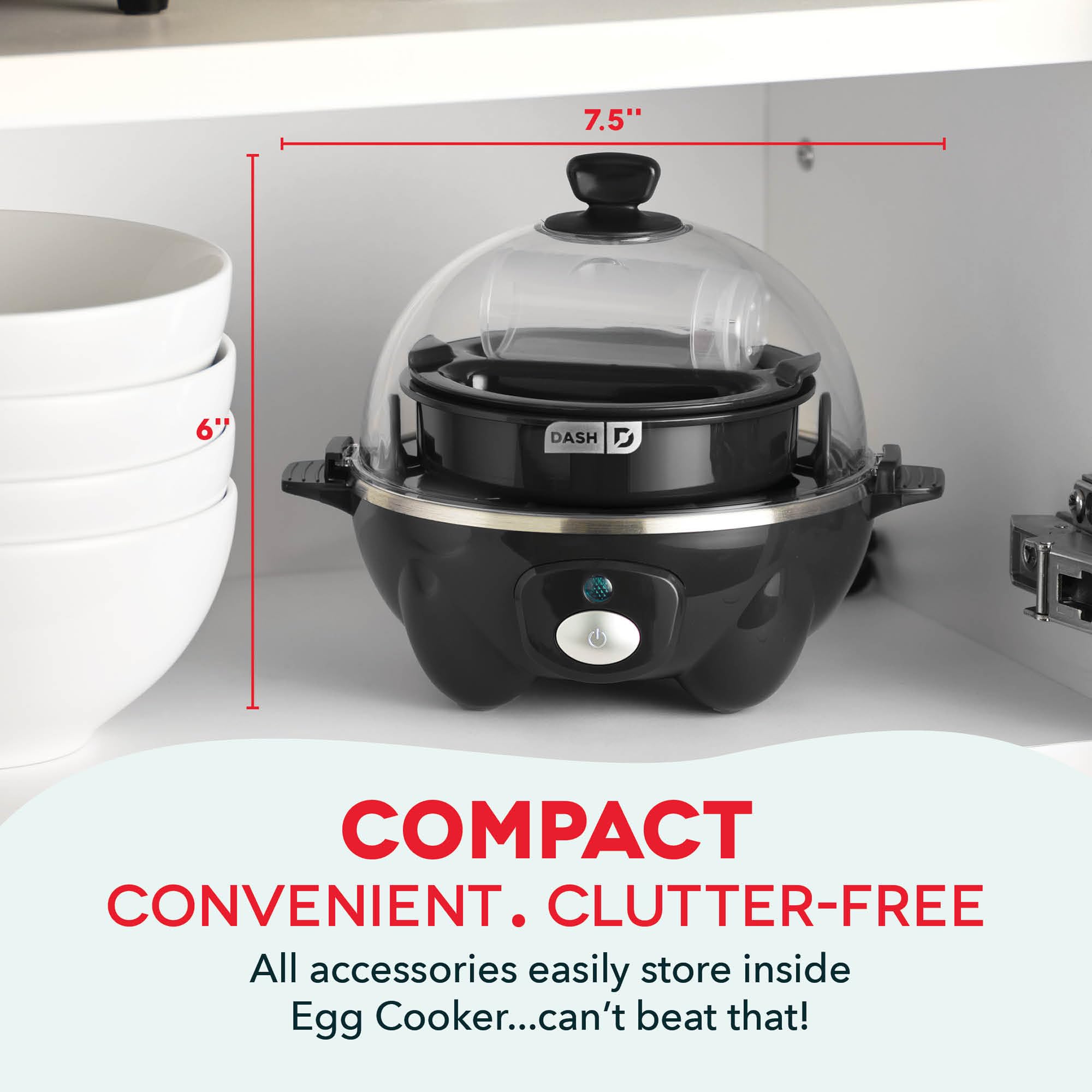 Dash Rapid Egg Cooker, 7 Hard Boiled Eggs, Black thumbnail