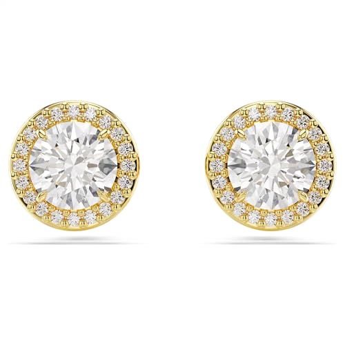 Swarovski Una Stud Earrings, Round Cut, Gold Tone, Gold-Tone Finished thumbnail
