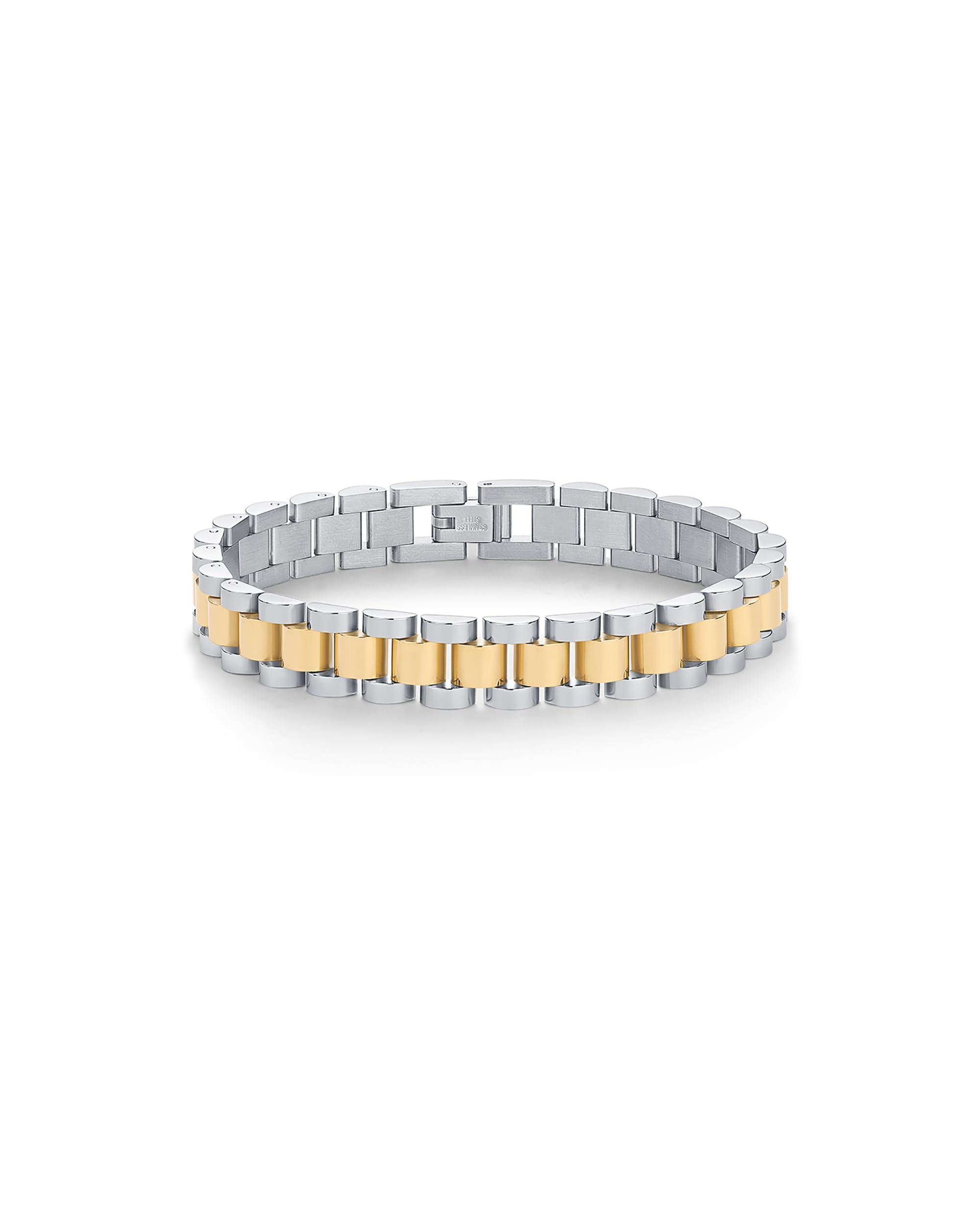 PAVOI 14K Gold Plated Waterproof Watch Strap Chain Bracelet for Women | Two Toned Mixed Metals Stainless Steel Chunky Link Bracelet thumbnail