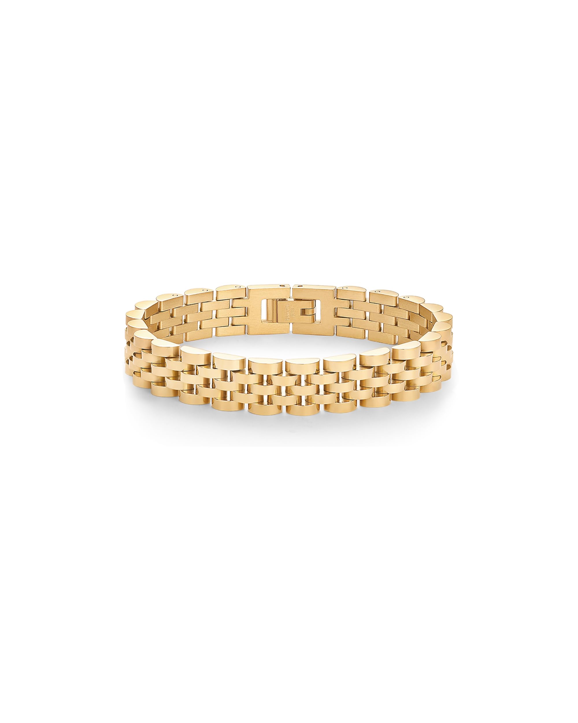 PAVOI 14K Gold Plated Waterproof Watch Strap Chain Bracelet for Women | Two Toned Mixed Metals Stainless Steel Chunky Link Bracelet thumbnail