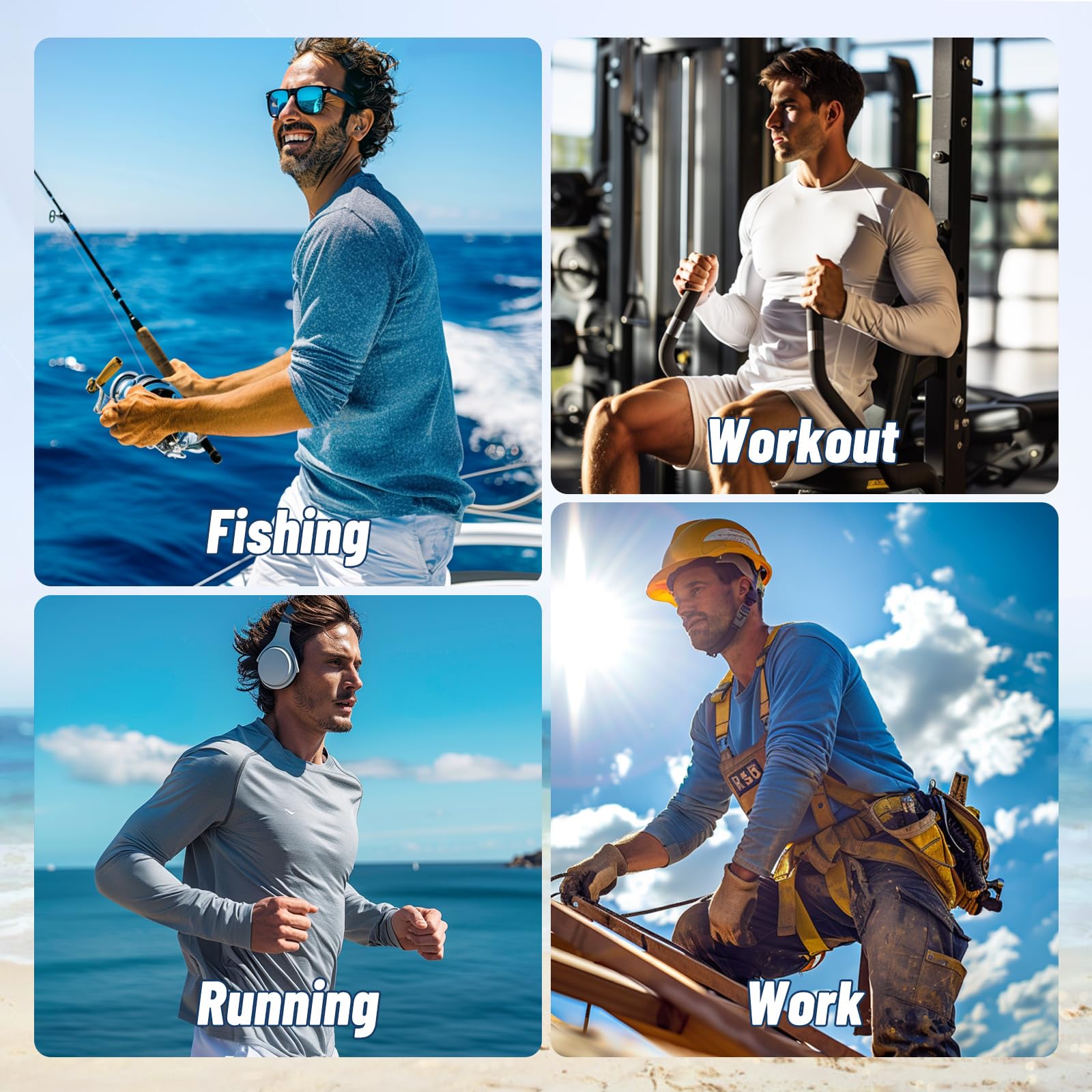 3 Pack Long Sleeve Shirts for Men - Quick Dry Moisture Wicking UV Sun Protection T-Shirts for Fishing Workout Athletic Gym thumbnail