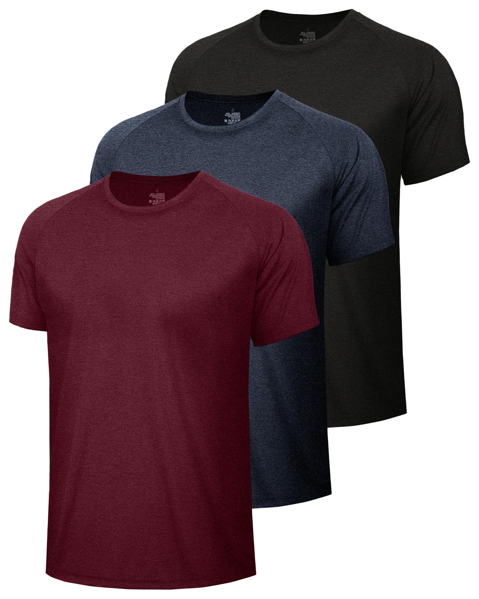 BOOJO 3 Pack Workout Mens Shirts - Quick Dry Causal Moisture Wicking Work Gym Athletic Short Sleeve for Running Sport Lounge thumbnail