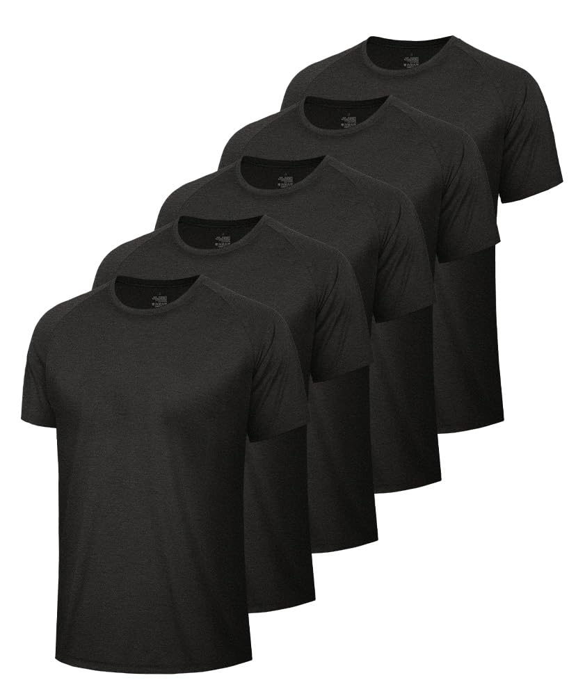 BOOJO 3 Pack Workout Mens Shirts - Quick Dry Causal Moisture Wicking Work Gym Athletic Short Sleeve for Running Sport Lounge thumbnail
