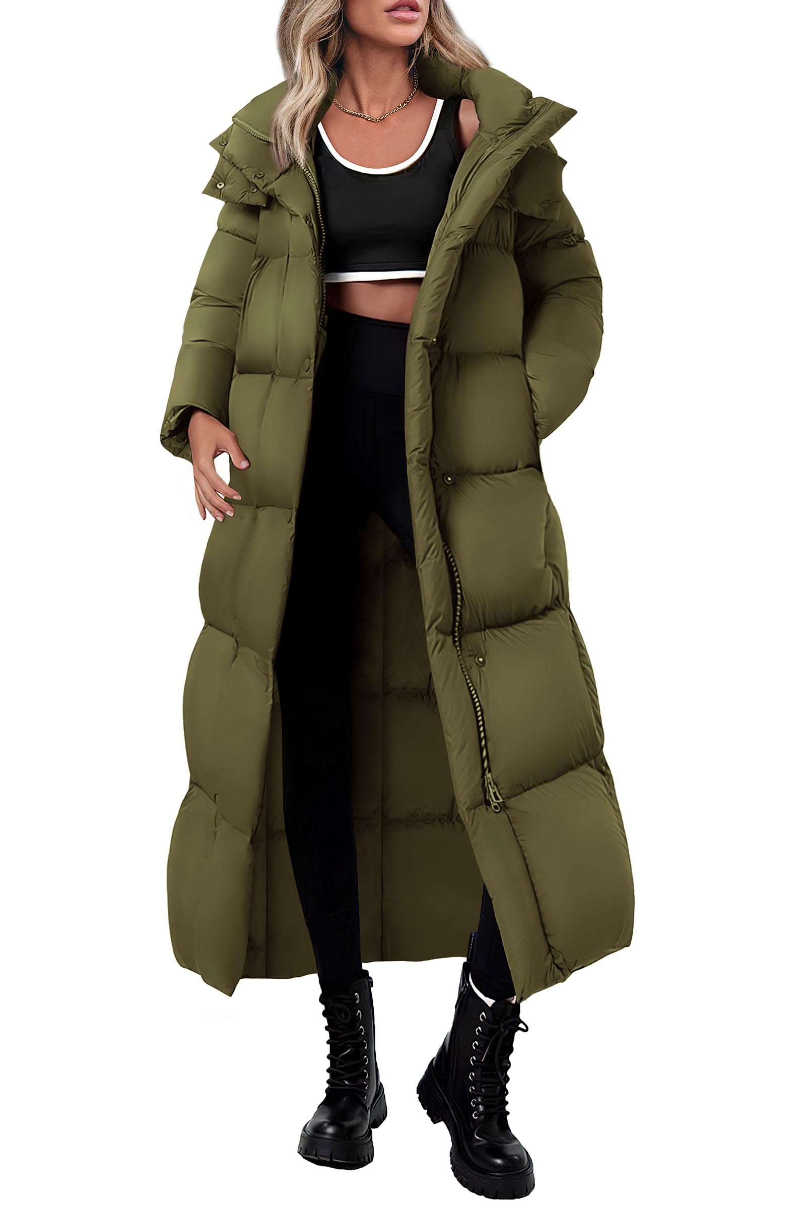 PRETTYGARDEN Women's Winter Long Puffer Coats Hooded Zip Up Casual Thickened Down Jackets Trendy Warm Clothes Outerwear thumbnail