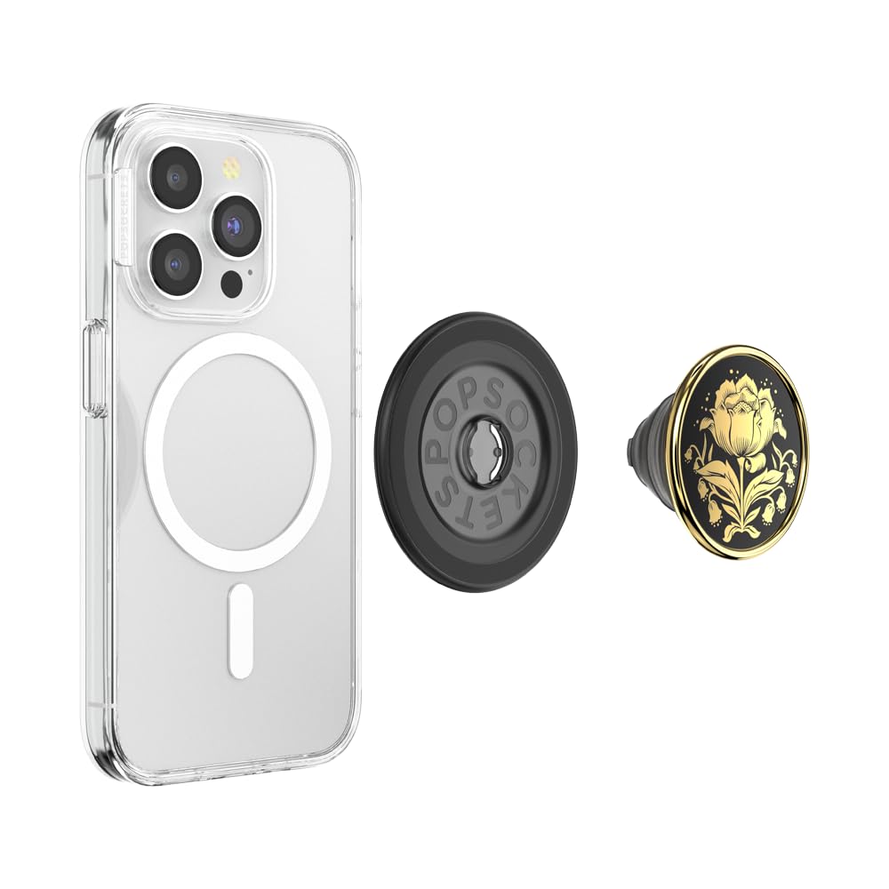 PopSockets Phone Grip for MagSafe, Magnetic Holder, Phone Stand, Black - Rose Noir thumbnail