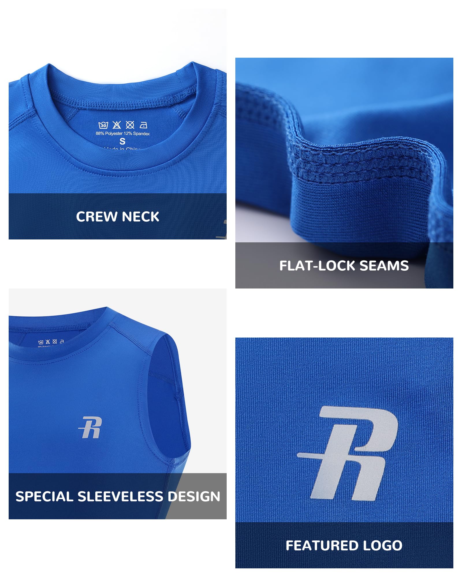 Runhit Boys Sleeveless Compression Shirt Kids Athletic Tank Tops Youth Quick Dry Undershirt for Football Basketball thumbnail