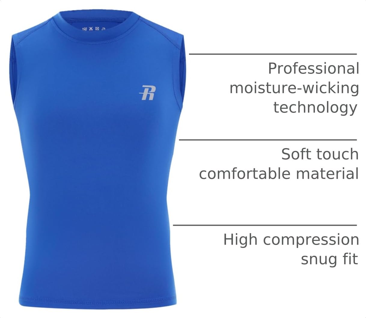 Runhit Boys Sleeveless Compression Shirt Kids Athletic Tank Tops Youth Quick Dry Undershirt for Football Basketball thumbnail