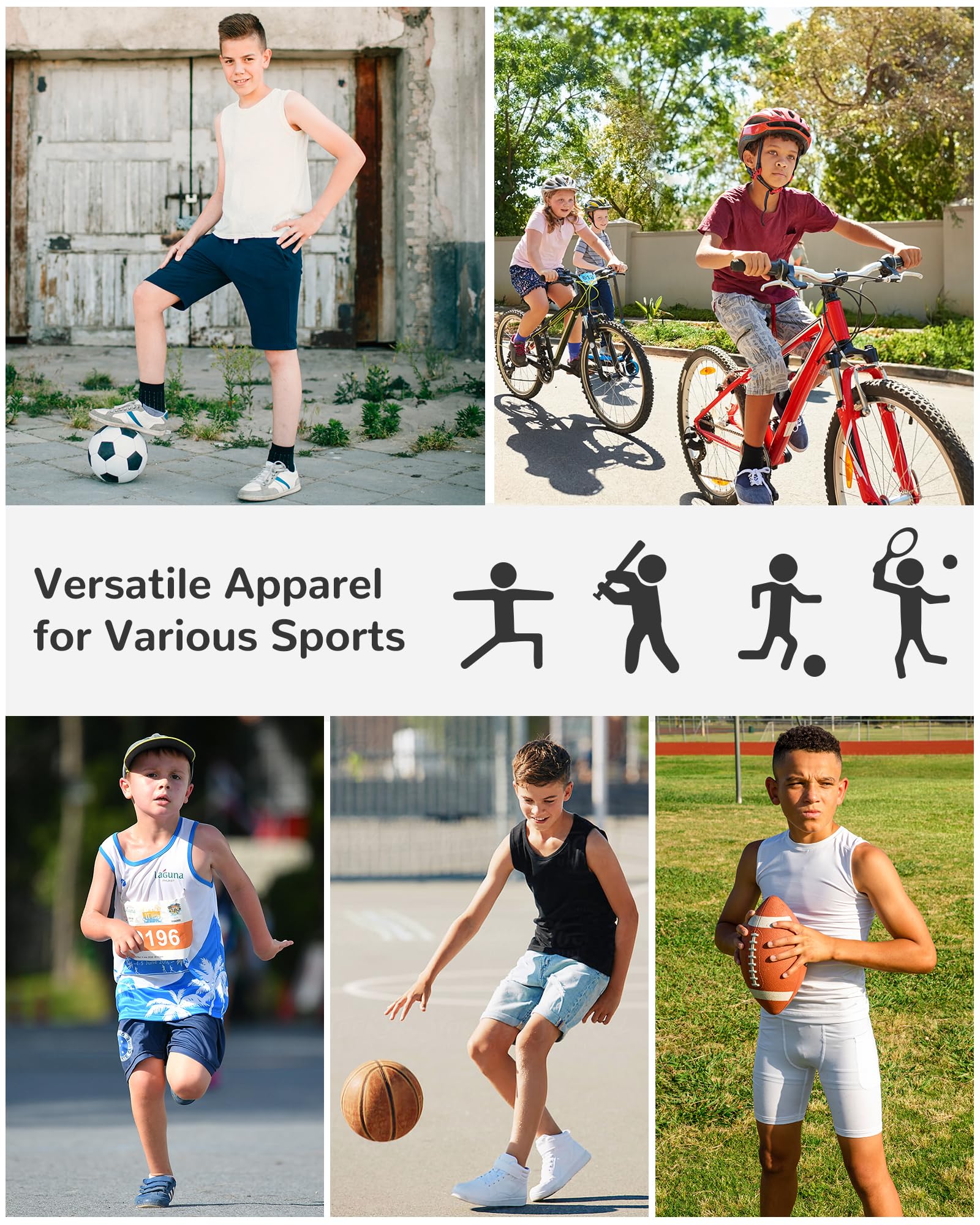 Runhit Boys Sleeveless Compression Shirt Kids Athletic Tank Tops Youth Quick Dry Undershirt for Football Basketball thumbnail
