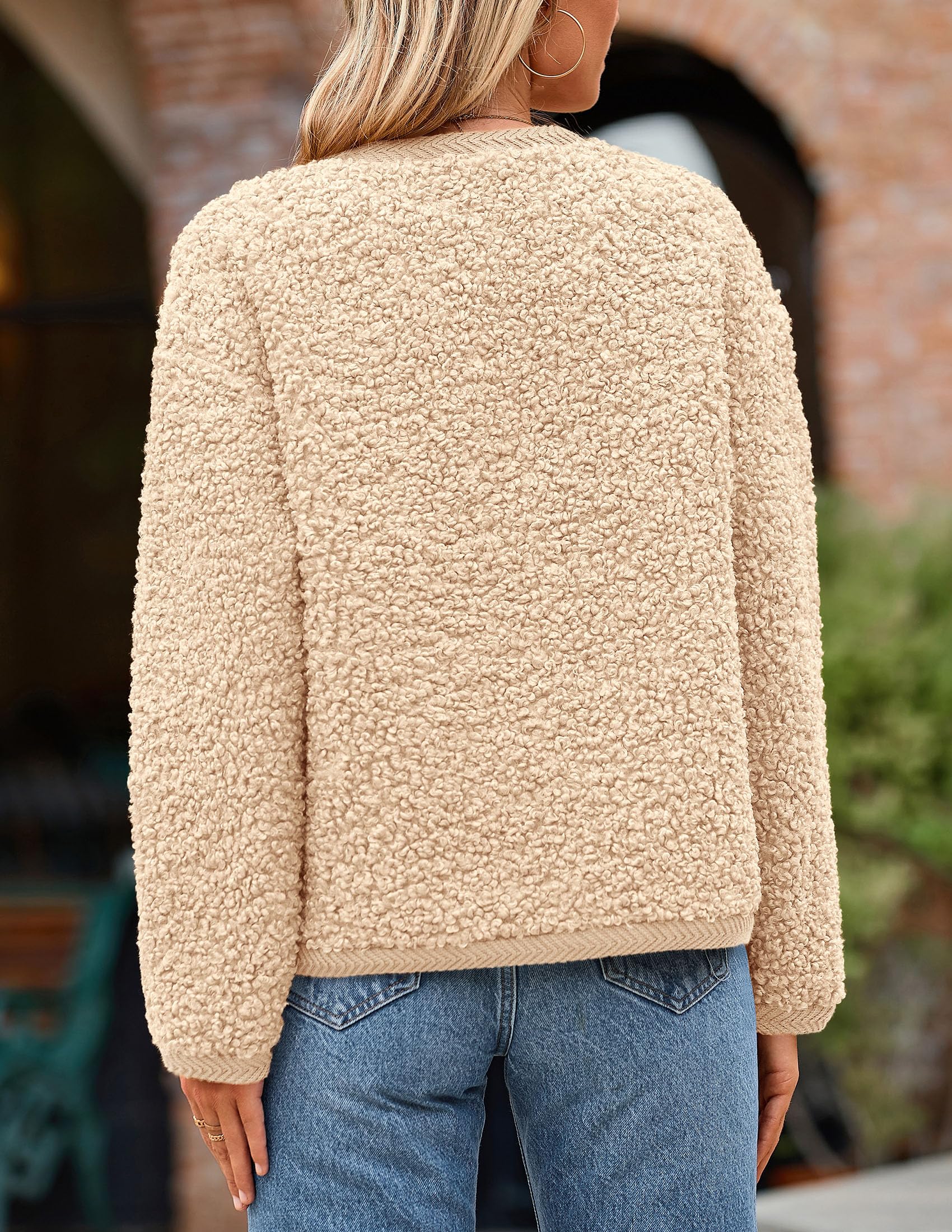 PRETTYGARDEN Women's Faux Fur Coat 2026 Fall Fuzzy Fleece Button up Shearling Cropped Jackets Winter Trendy Outerwear (Beige,Large) thumbnail