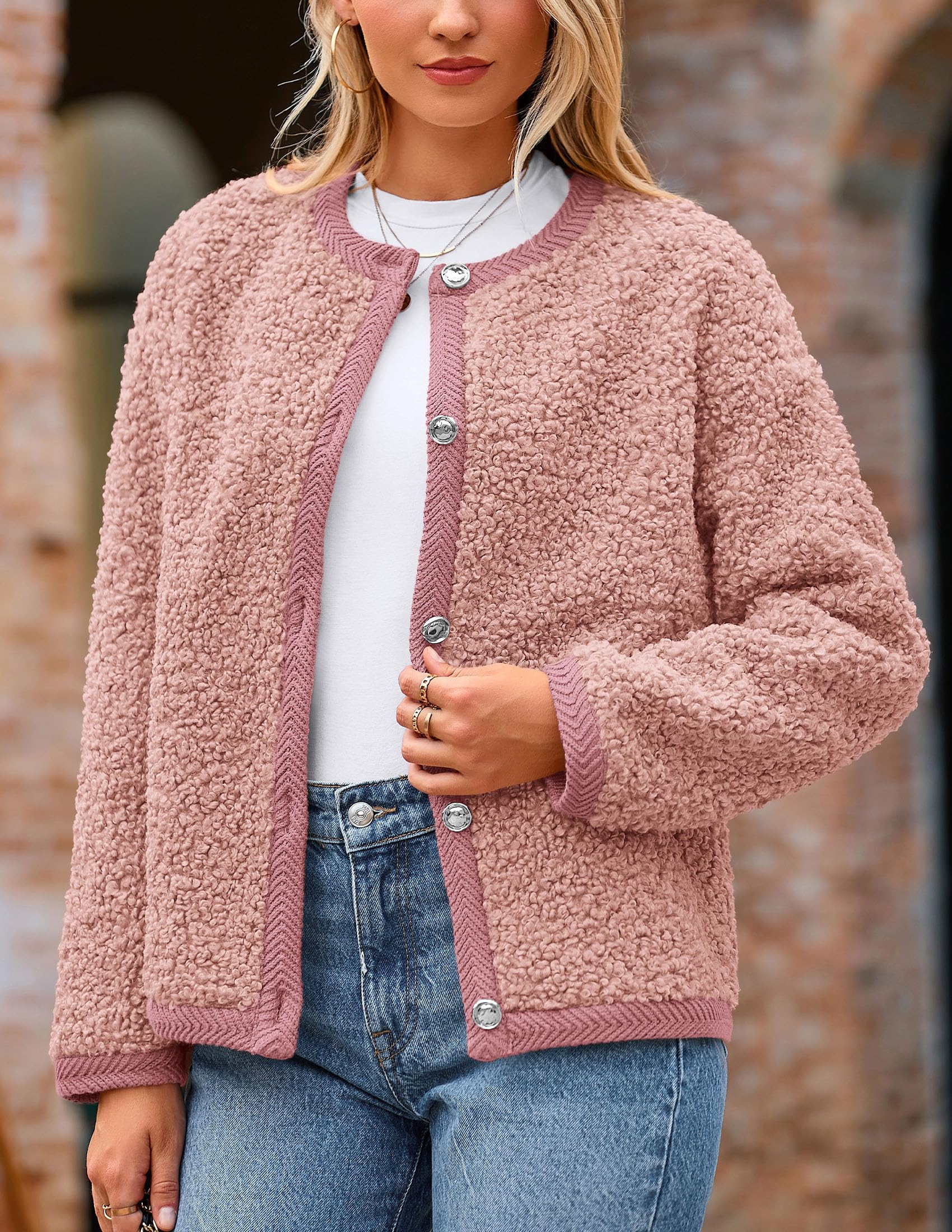 PRETTYGARDEN Women's Faux Fur Coat 2026 Fall Fuzzy Fleece Button up Shearling Cropped Jackets Winter Trendy Outerwear thumbnail