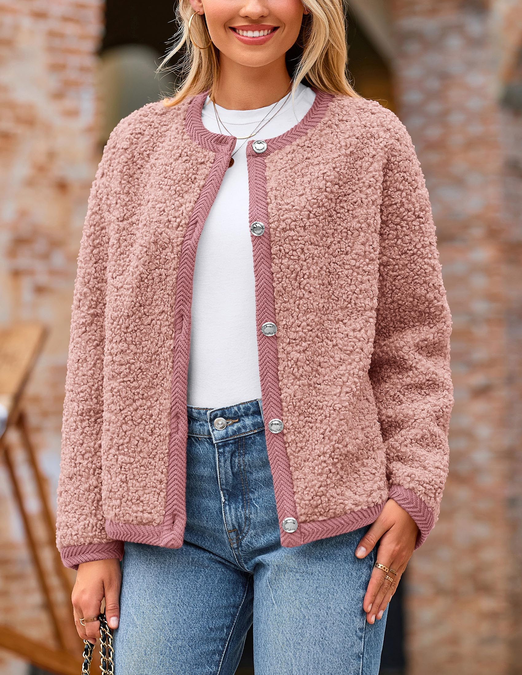 PRETTYGARDEN Women's Faux Fur Coat 2026 Fall Fuzzy Fleece Button up Shearling Cropped Jackets Winter Trendy Outerwear thumbnail