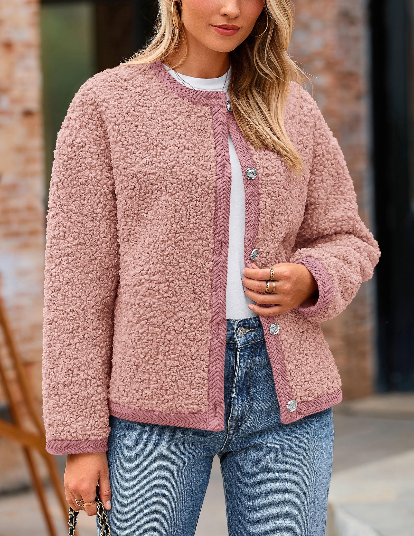 PRETTYGARDEN Women's Faux Fur Coat 2026 Fall Fuzzy Fleece Button up Shearling Cropped Jackets Winter Trendy Outerwear thumbnail