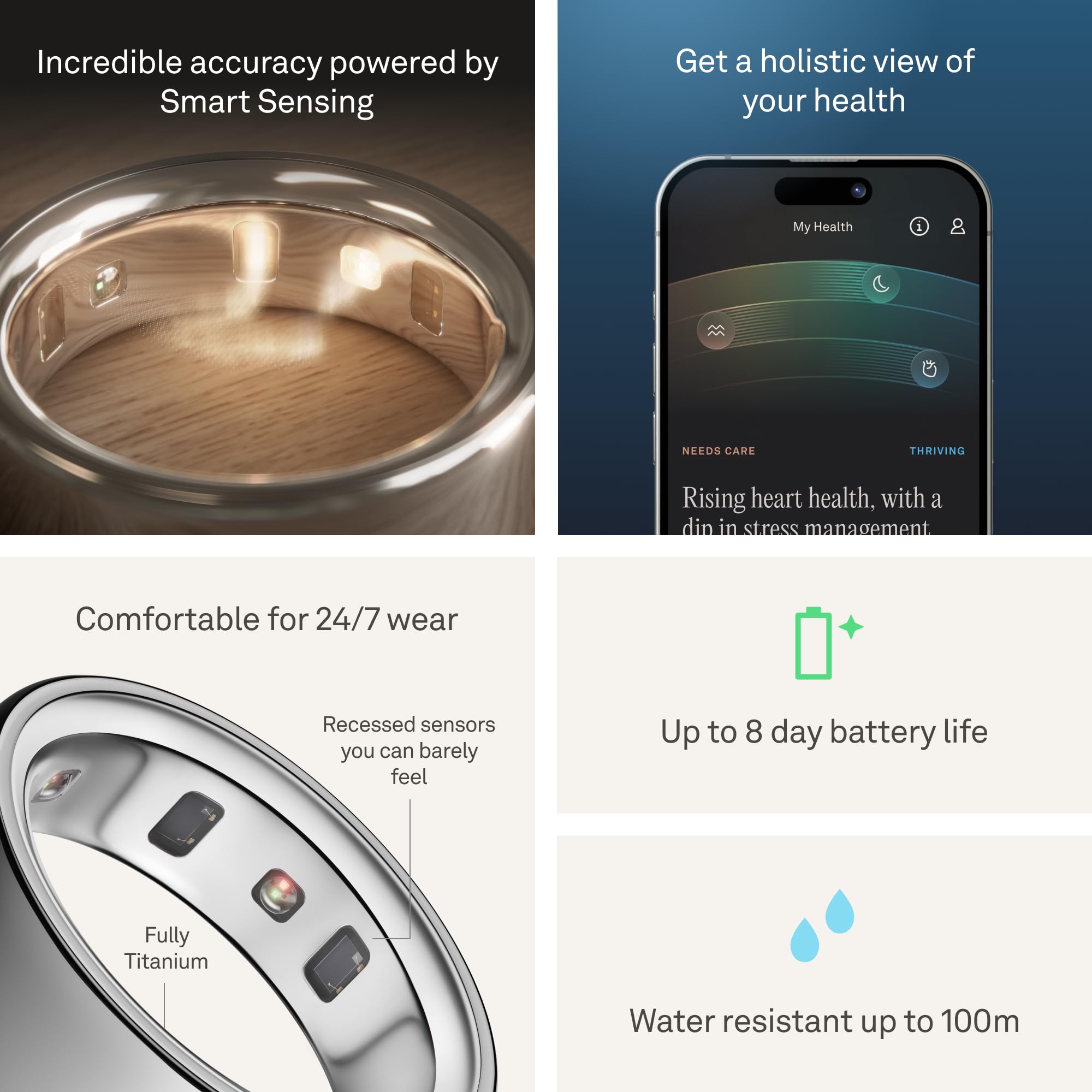 Oura Ring 4 - Silver - Size 10 - Sleep, Activity, Women’s Health, AI Advisor, Up to 8 Days of Battery Life, Size Before You Buy, Android & iOS Compatible thumbnail