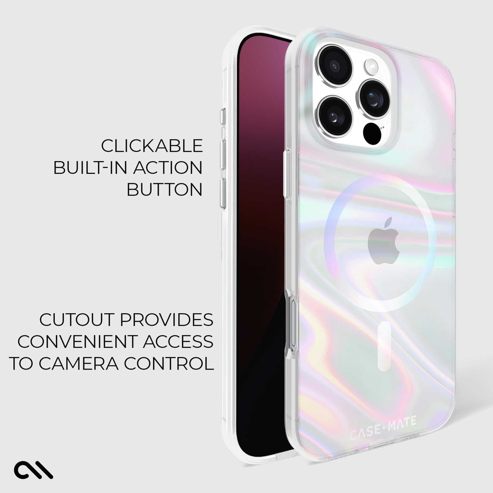 Case-Mate Soap Bubble iPhone 16 Pro Max Case - Iridescent | Compatible with MagSafe - Stylish Iridescent Phone Case w/12ft Drop Protection - Premium Magnetic Cover for iPhone 16 Pro Max thumbnail