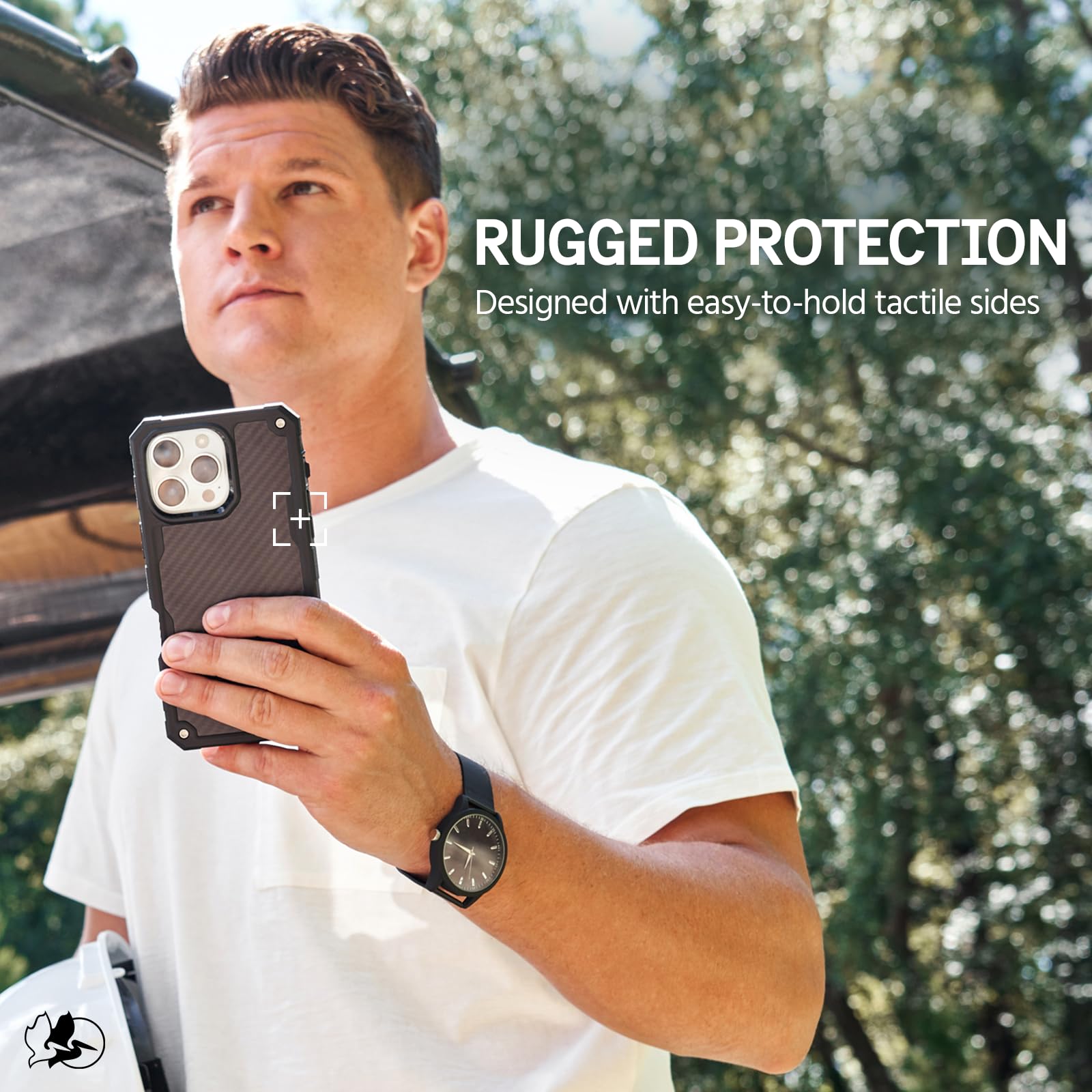 Pelican Shield iPhone 16 Pro Max Case [Compatible with MagSafe] Rugged Phone Case w/ 21ft Military-Grade Drop Protection - Heavy Duty Phone Cover w/Belt Clip Holster for iPhone 16 Pro Max - Carbon thumbnail