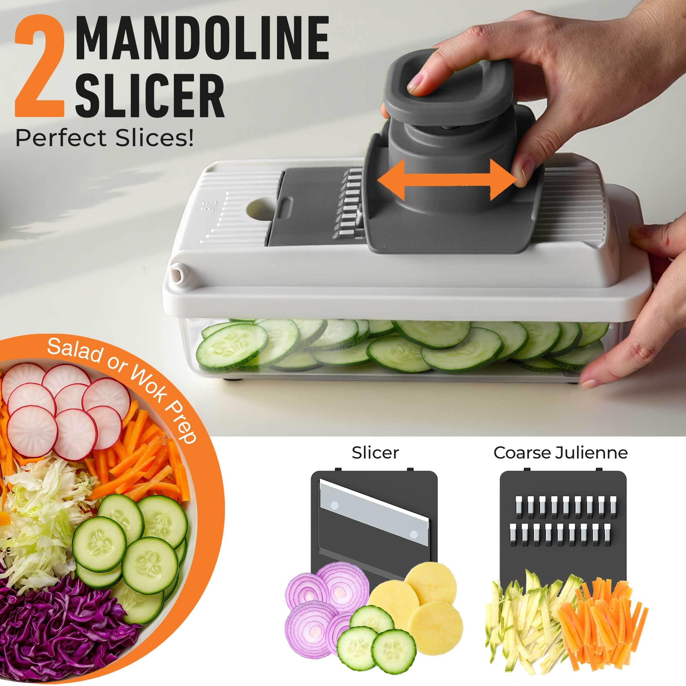 Mueller Vegetable Chopper Mandoline Slicer, Food, Cook's Tool, Veggie Chopper Onion Vegetable Cutter with Container, Dicer, Kitchen Gadgets & Essentials, White Sand/Grey thumbnail