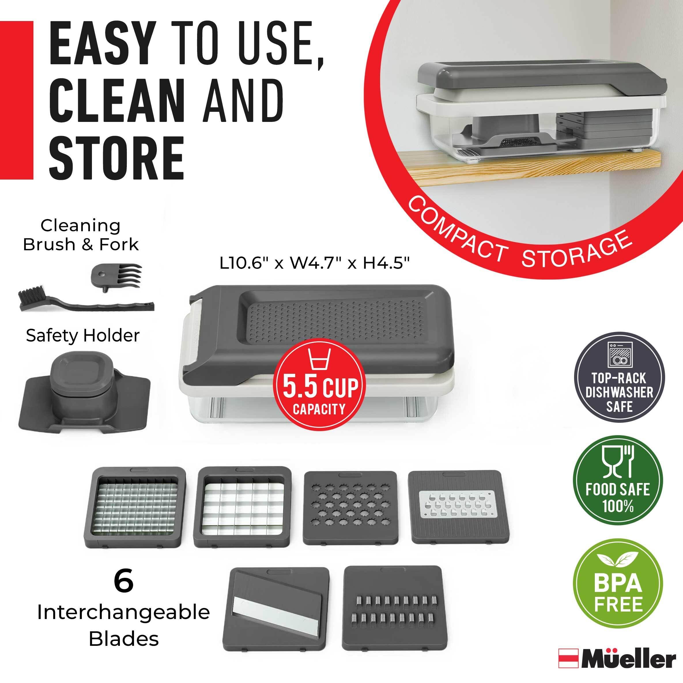 Mueller Vegetable Chopper Mandoline Slicer, Food, Cook's Tool, Veggie Chopper Onion Vegetable Cutter with Container, Dicer, Kitchen Gadgets & Essentials, White Sand/Grey thumbnail