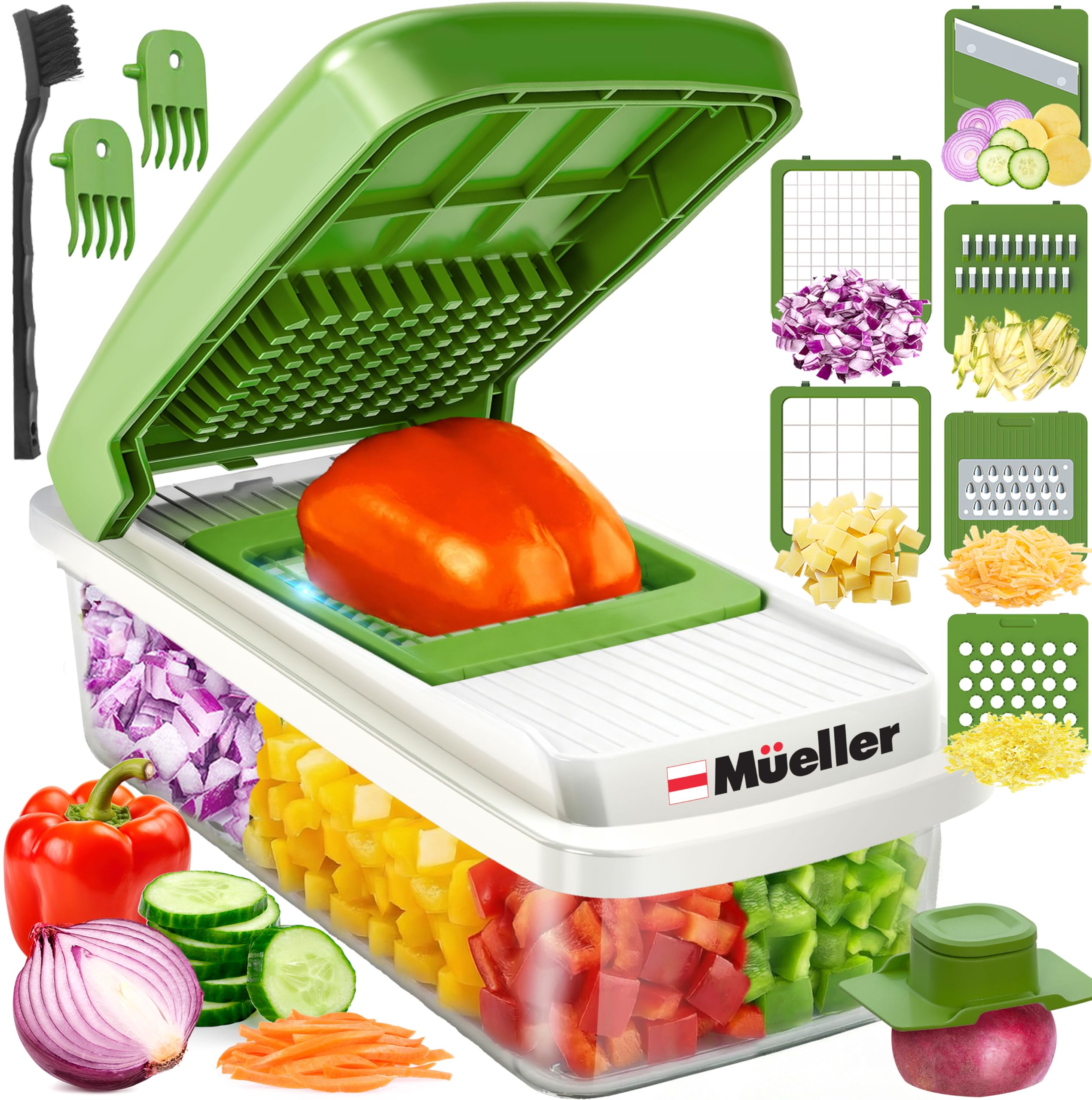 Mueller Vegetable Chopper Mandoline Slicer, Food, Cook's Tool, Veggie Chopper Onion Vegetable Cutter with Container, Dicer, Kitchen Gadgets & Essentials, White Sand/Grey thumbnail