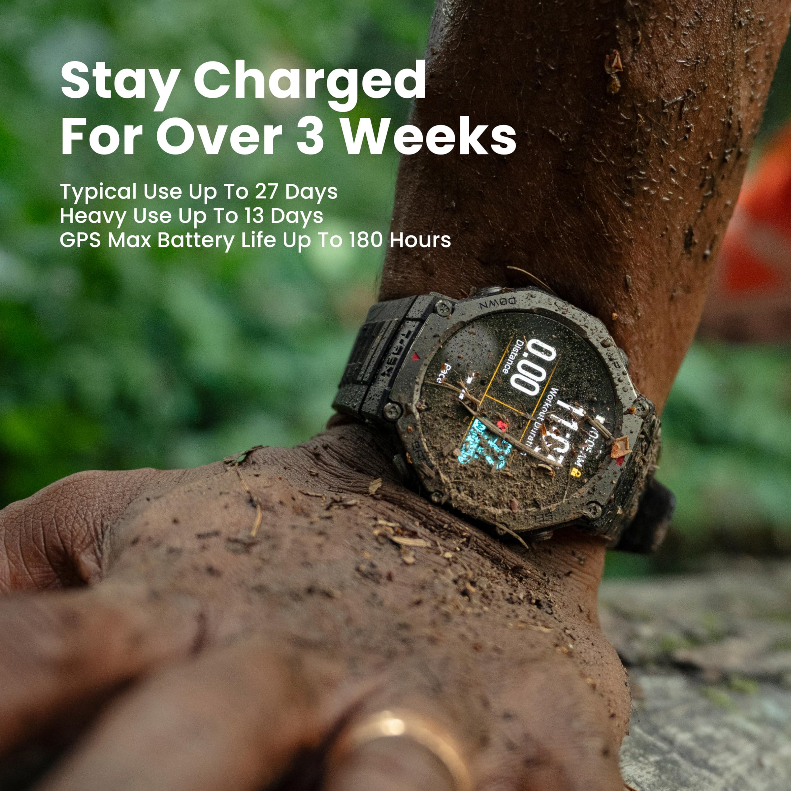 Amazfit T-Rex 3 Rugged/Military Smart Watch 48mm, GPS (with Privacy), Offline Maps, Long Battery Life,328 Feet Water-Resistant, 170 Fitness/Sport Modes, AI, Voice Control, for Android or iPhone, Black thumbnail
