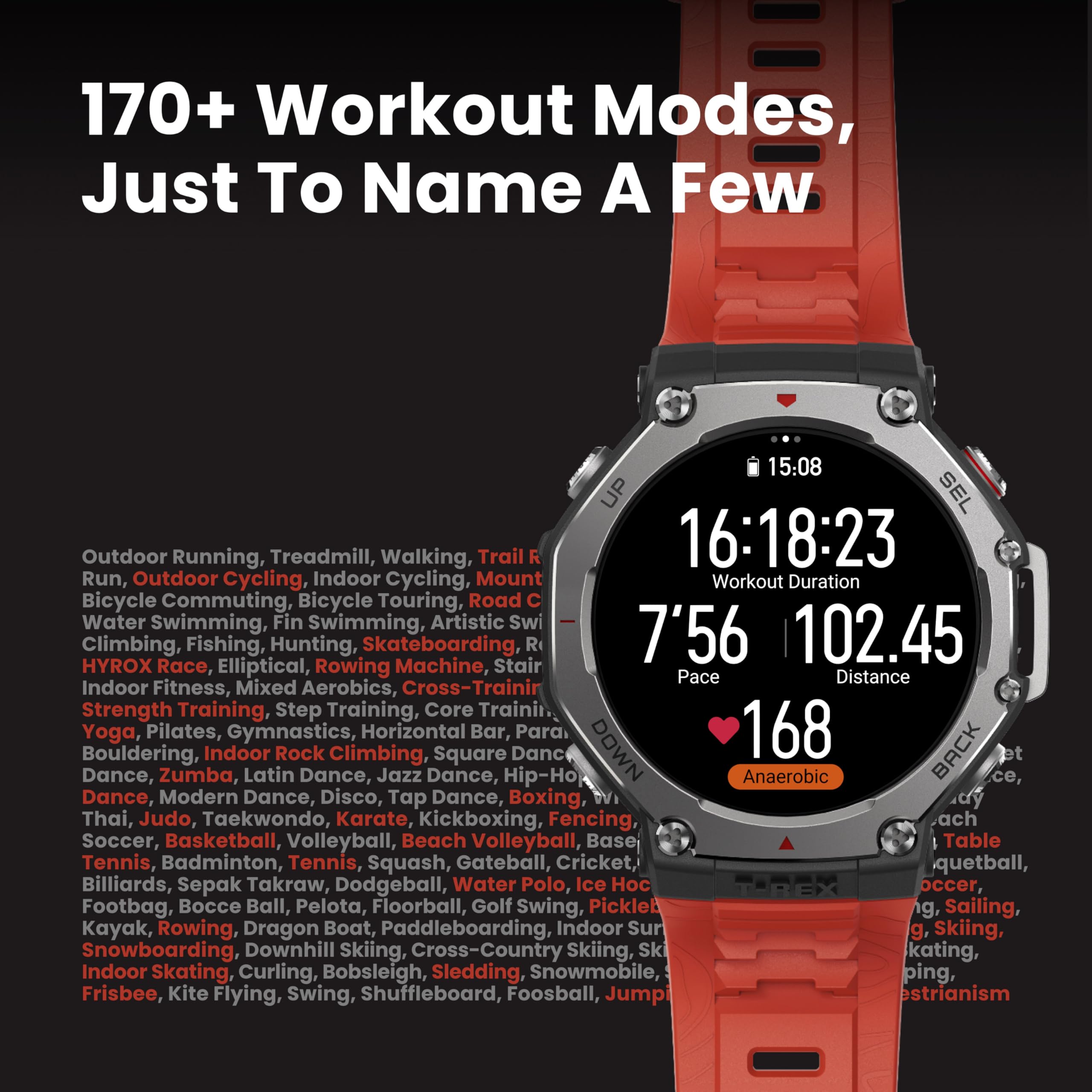 Amazfit T-Rex 3 Rugged/Military Smart Watch 48mm, GPS (with Privacy), Offline Maps, Long Battery Life,328 Feet Water-Resistant, 170 Fitness/Sport Modes, AI, Voice Control, for Android or iPhone, Black thumbnail