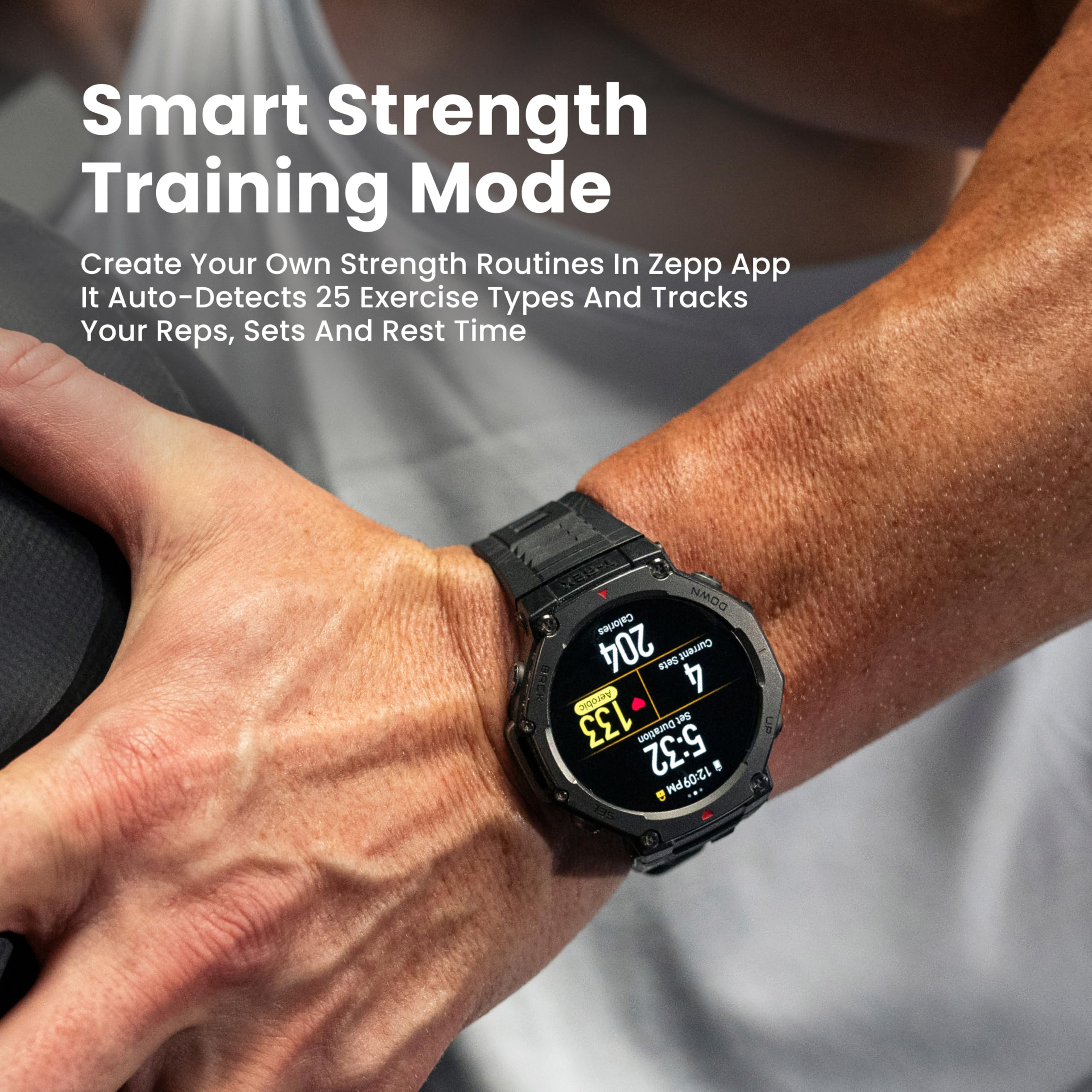 Amazfit T-Rex 3 Rugged/Military Smart Watch 48mm, GPS (with Privacy), Offline Maps, Long Battery Life,328 Feet Water-Resistant, 170 Fitness/Sport Modes, AI, Voice Control, for Android or iPhone, Black thumbnail