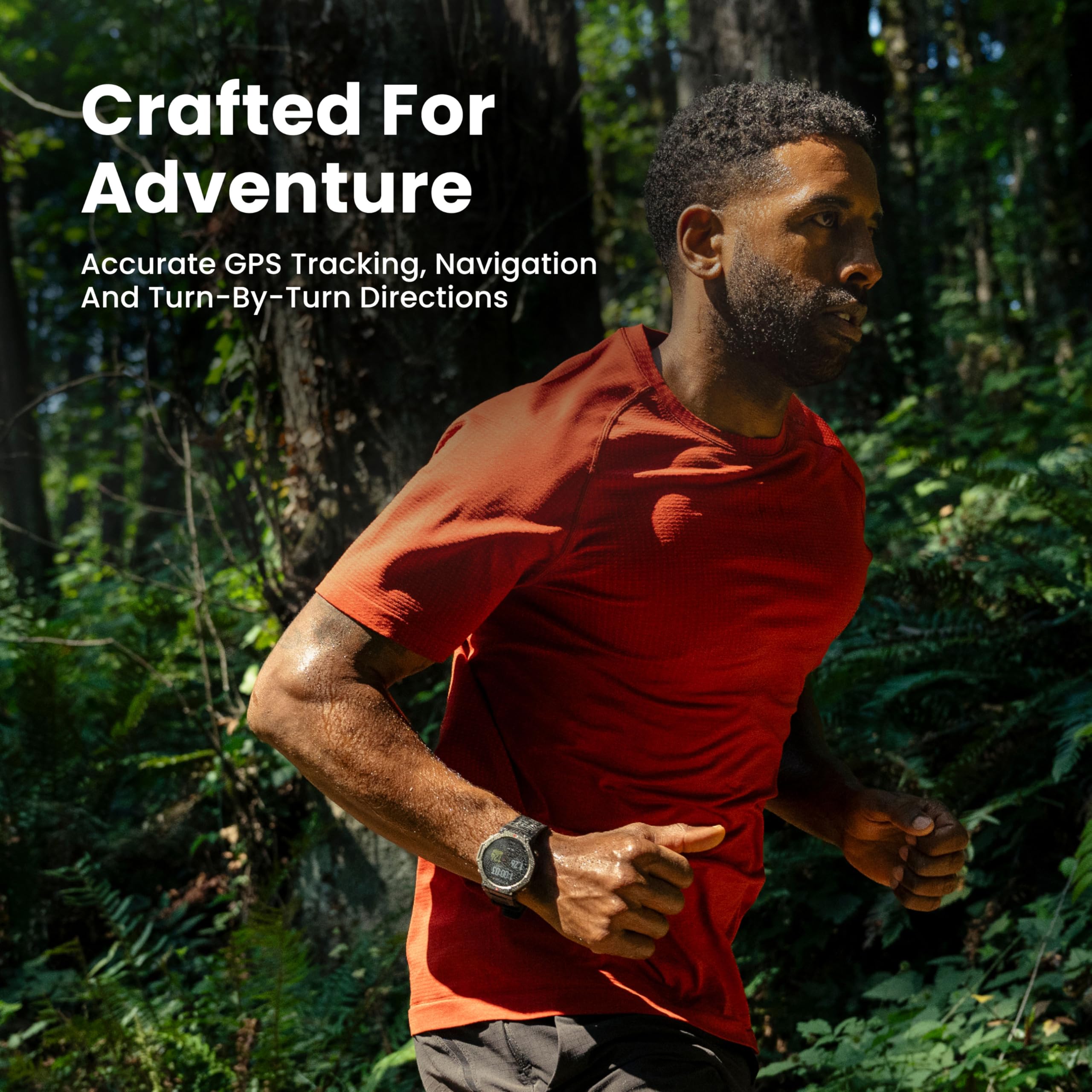 Amazfit T-Rex 3 Rugged/Military Smart Watch 48mm, GPS (with Privacy), Offline Maps, Long Battery Life,328 Feet Water-Resistant, 170 Fitness/Sport Modes, AI, Voice Control, for Android or iPhone, Black thumbnail