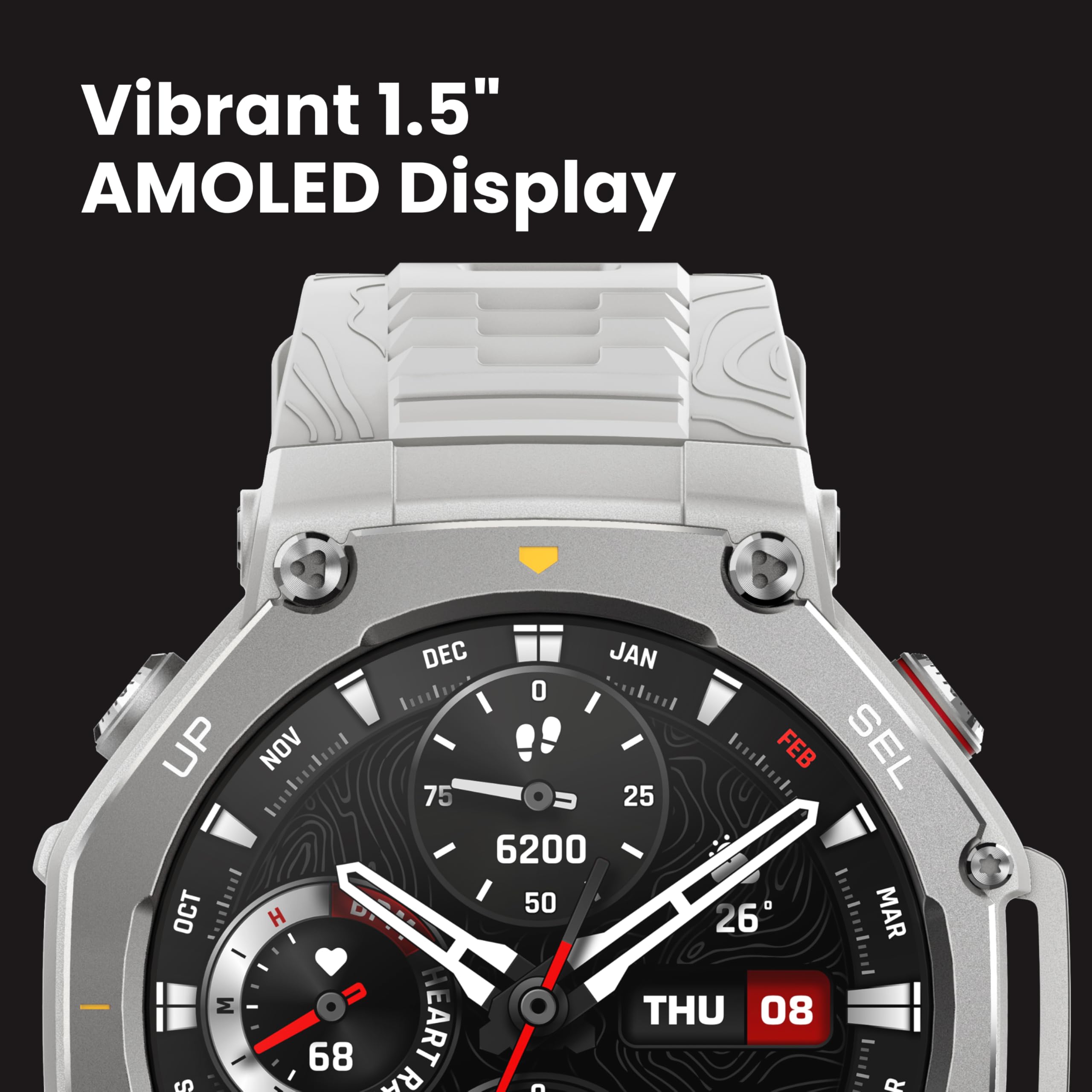 Amazfit T-Rex 3 Rugged/Military Smart Watch 48mm, GPS (with Privacy), Offline Maps, Long Battery Life,328 Feet Water-Resistant, 170 Fitness/Sport Modes, AI, Voice Control, for Android or iPhone, Black thumbnail