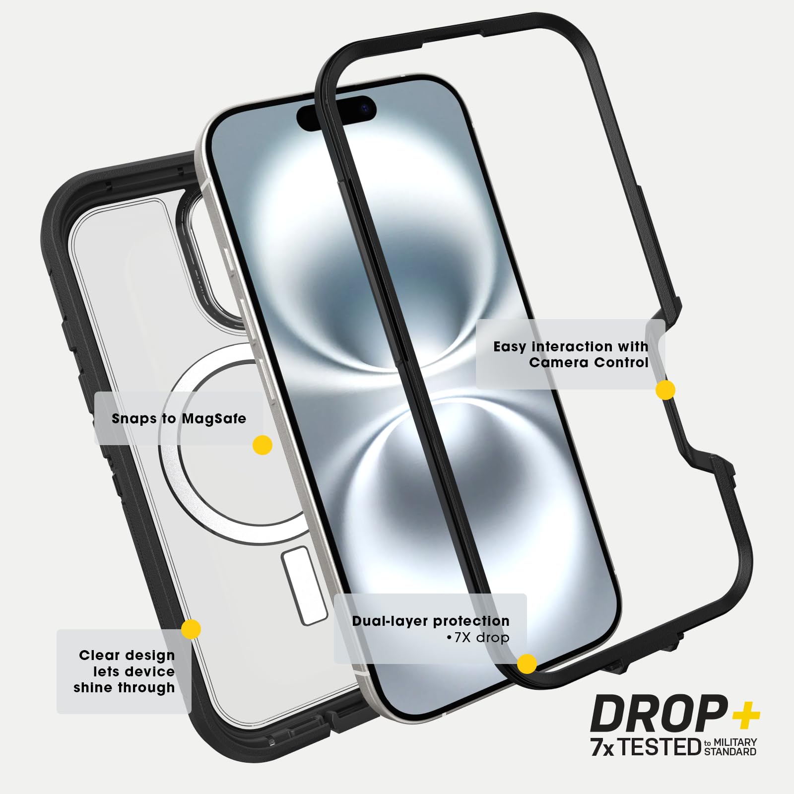 OtterBox iPhone 16 Pro Defender Series XT Clear Case - Dark Side - Tough, Rugged & Durable iPhone Case, Snaps on MagSafe, Pressure-Fitted Dual-Layer iPhone Case thumbnail