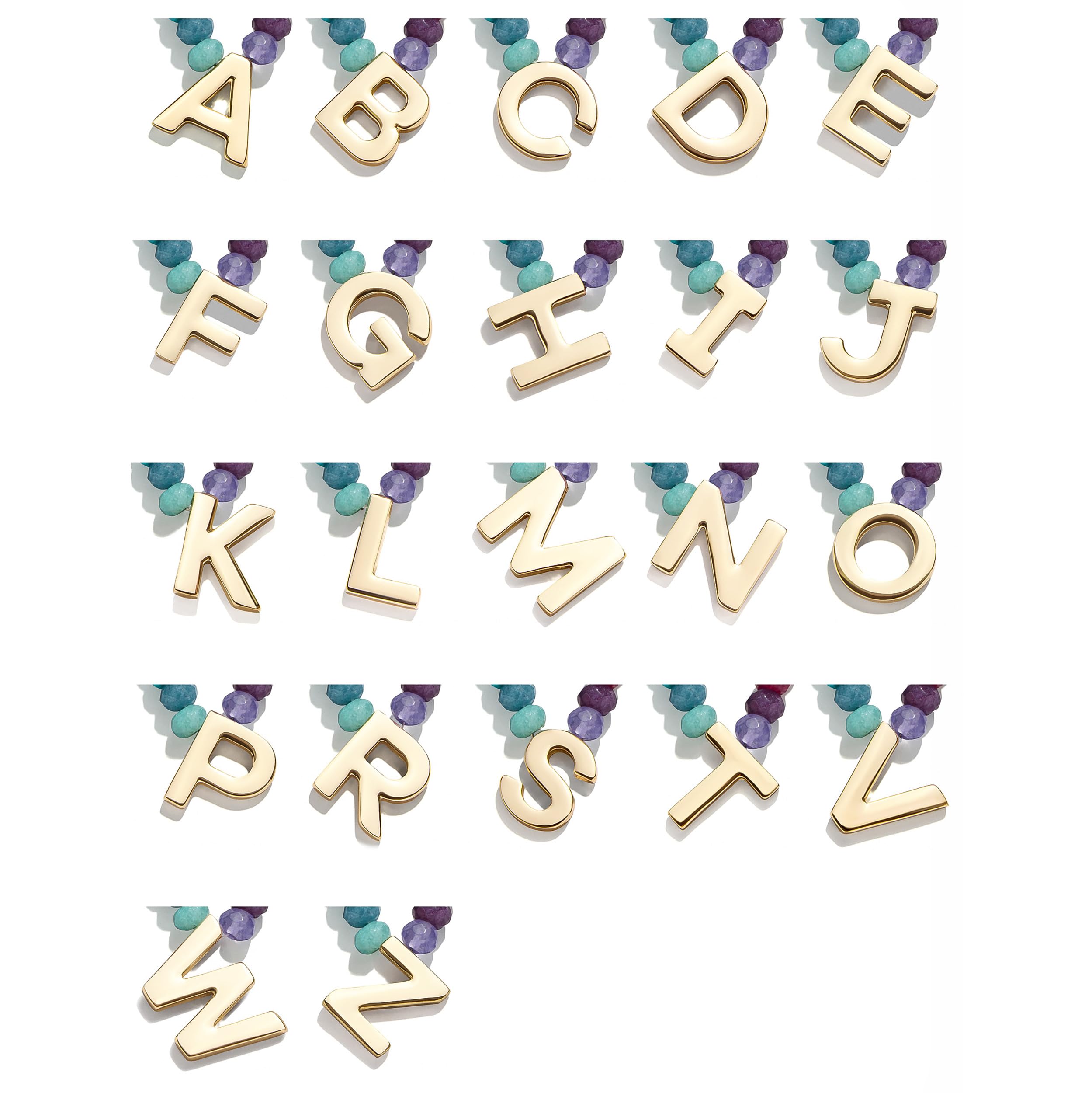 BaubleBar Semi-Precious Block Initial Necklace for Women - Colorful Personalized Necklaces, Custom Pendant Necklace w/Natural Gemstones, Beaded Necklace, Fashion Jewelry thumbnail